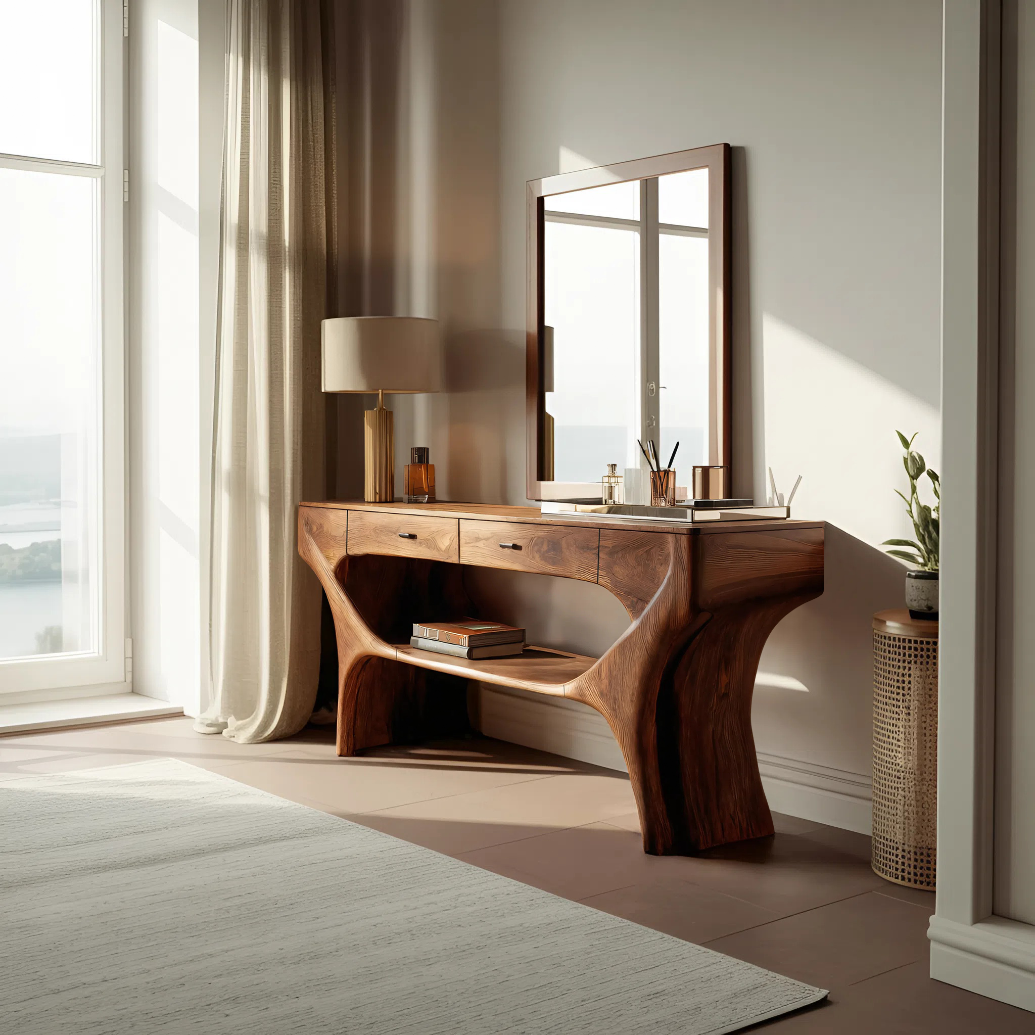 Artistic Handmade Vanity Table With Drawers For Bedroom SITHTTMV002
