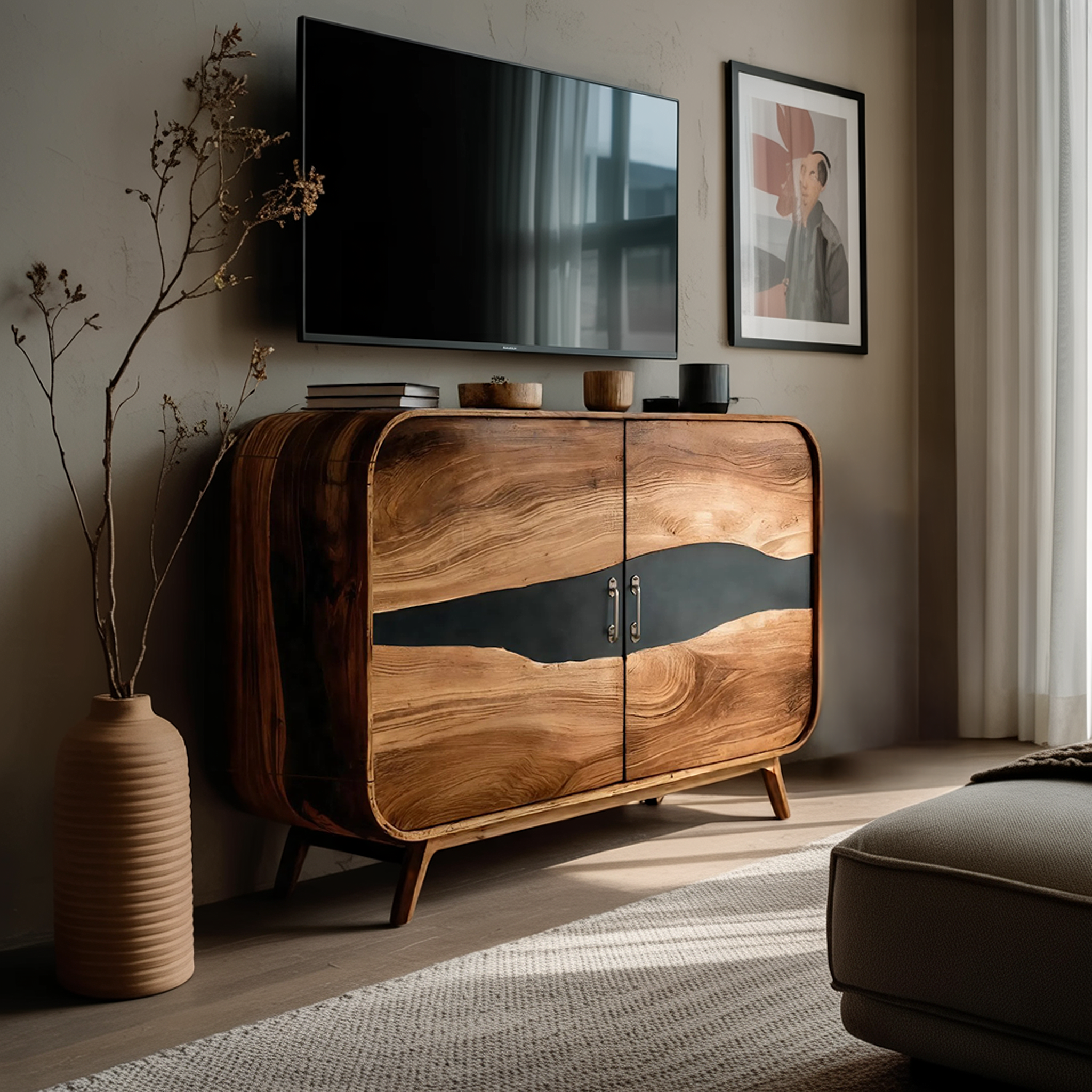 Farmhouse Live Edge Media Console For Entryway Decor SILDTTNTVC115