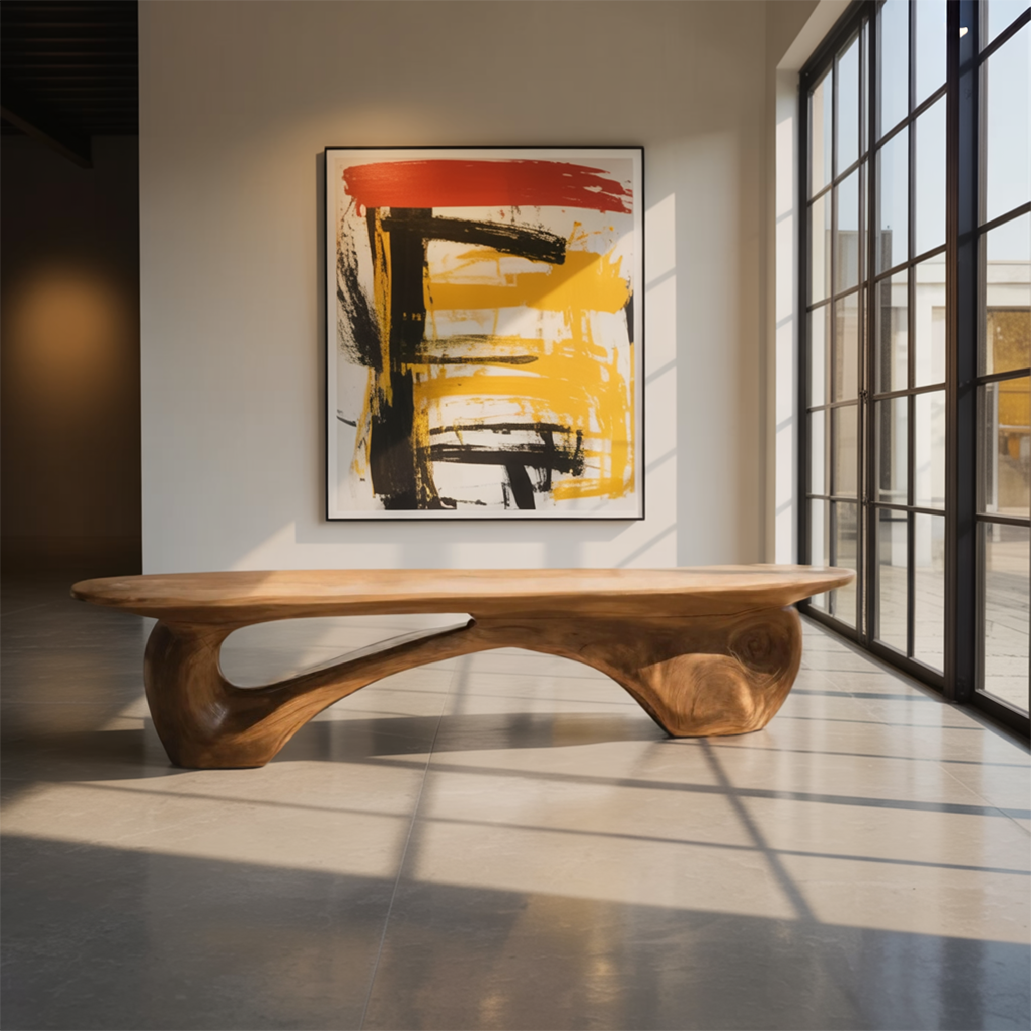 Organic Bench With Carved Design For Living Room SITHHNCHR053