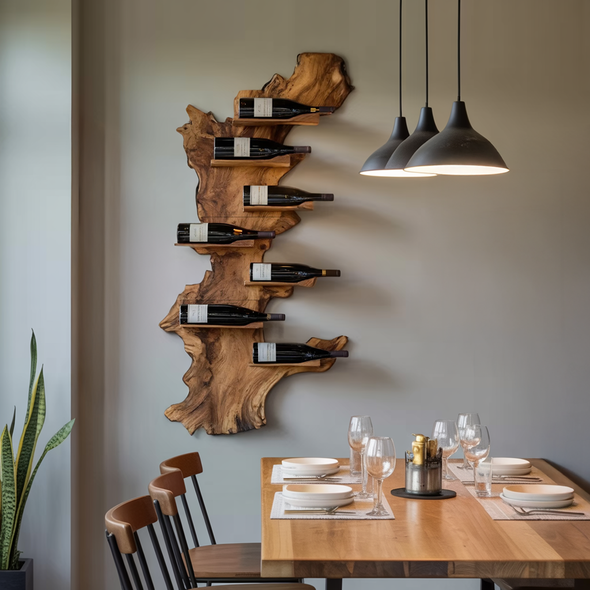Modern Live Edge Wine Holder For Living Room Furniture Decor SILDTTRWH046