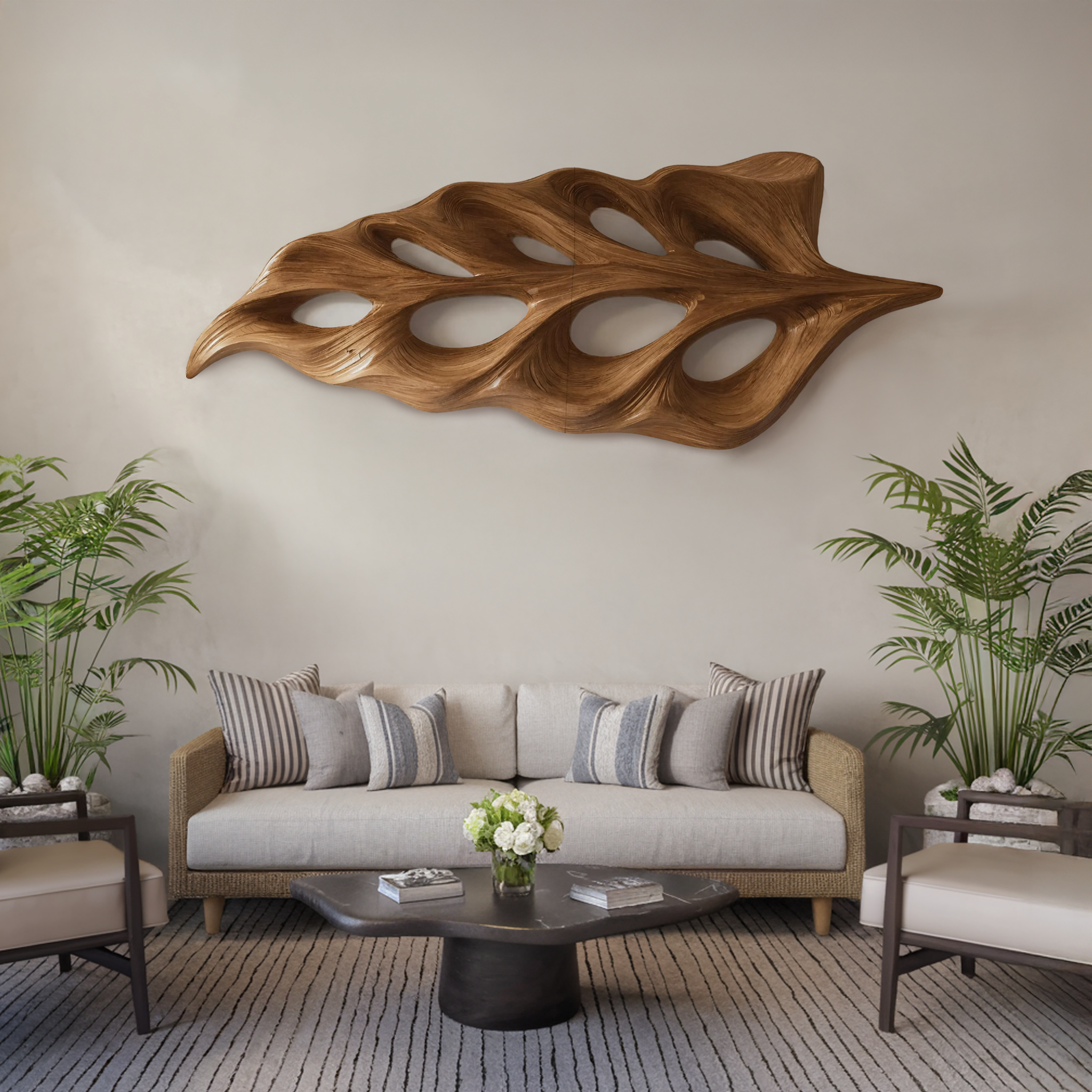 Modern Flowing Leaf Shape Carved For Home RTTHHNWA095