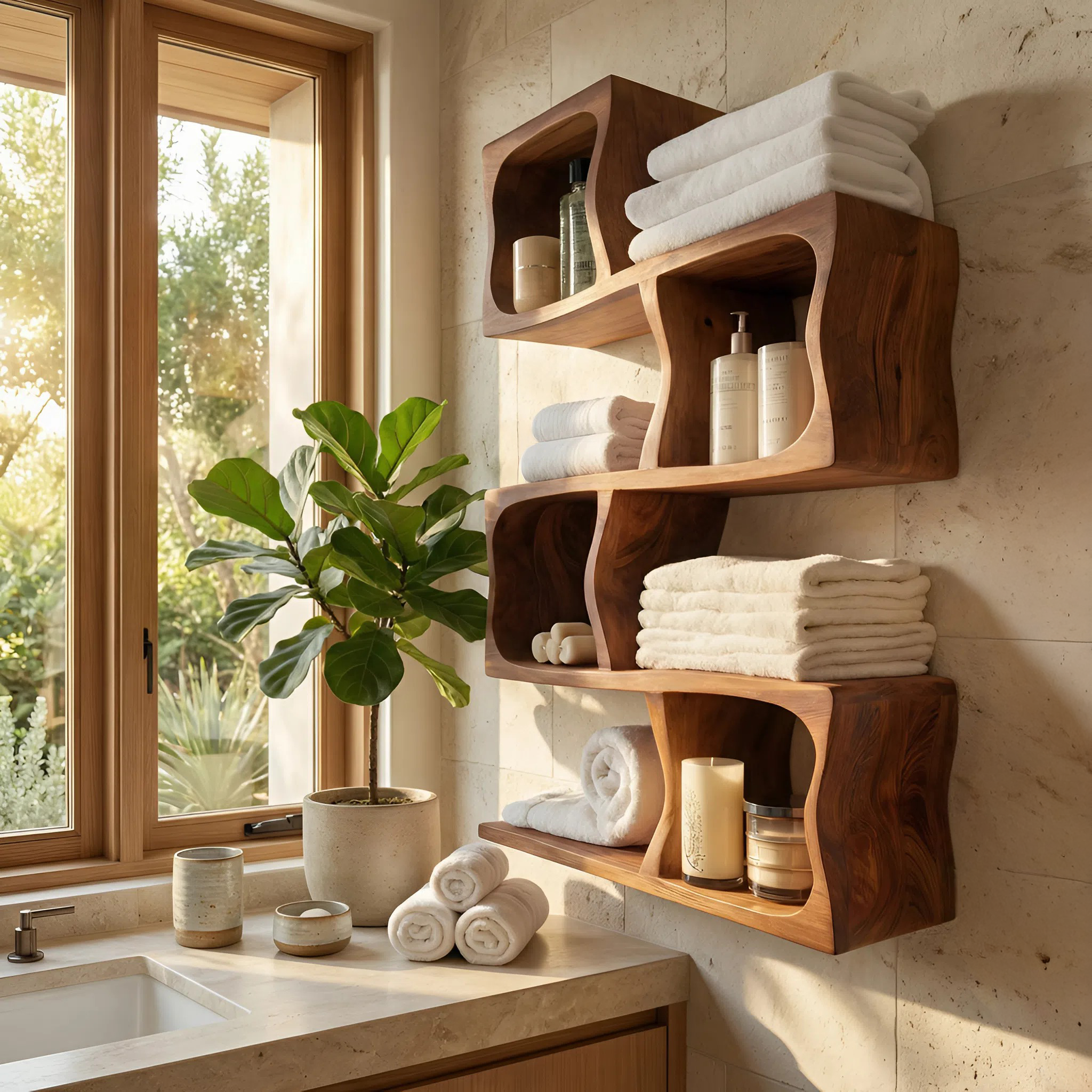 Organic Wall Shelf For Bathroom Wall Use RTTHHNBAS010