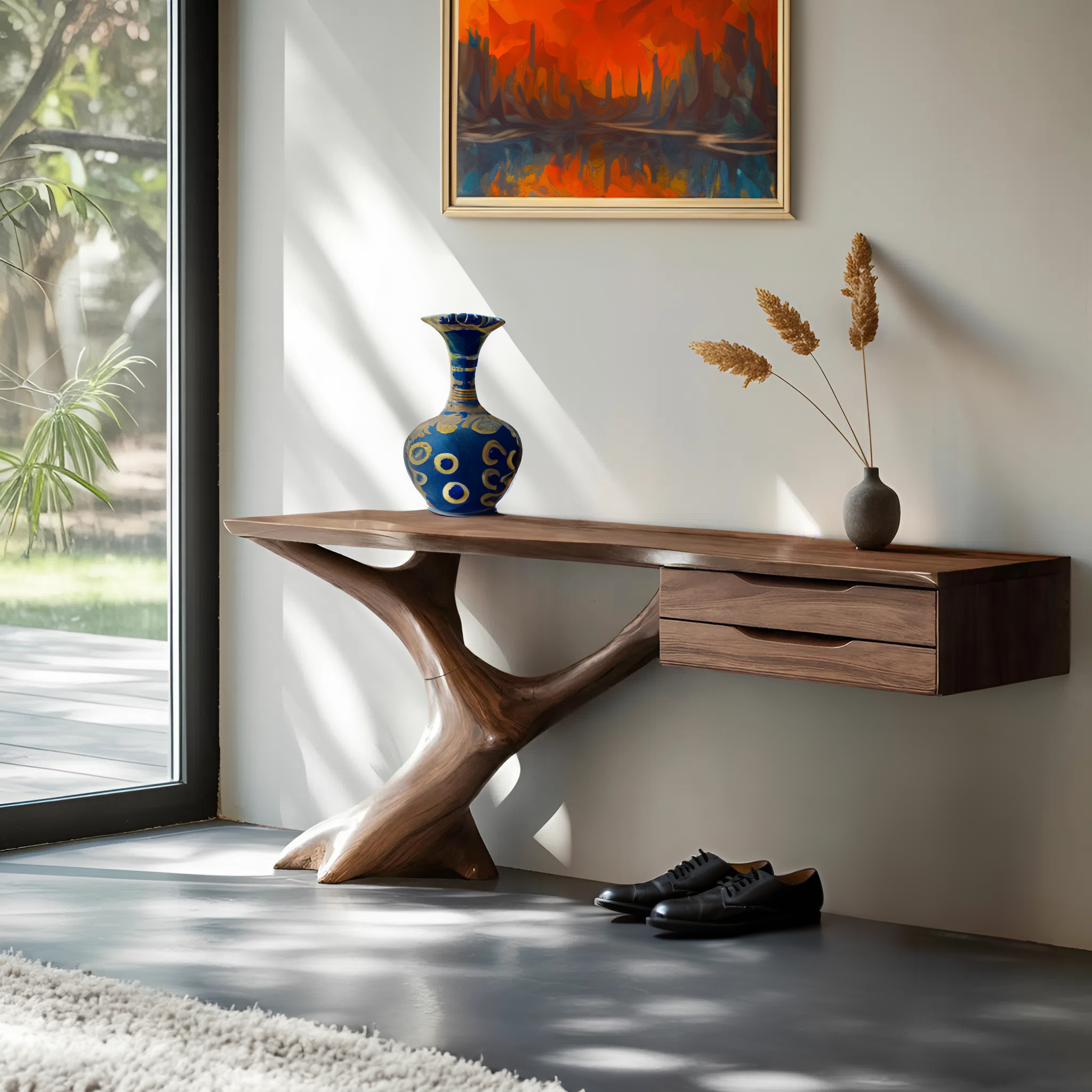 Handcrafted Wooden Console Table For Entryway Design SILDTTNCS016