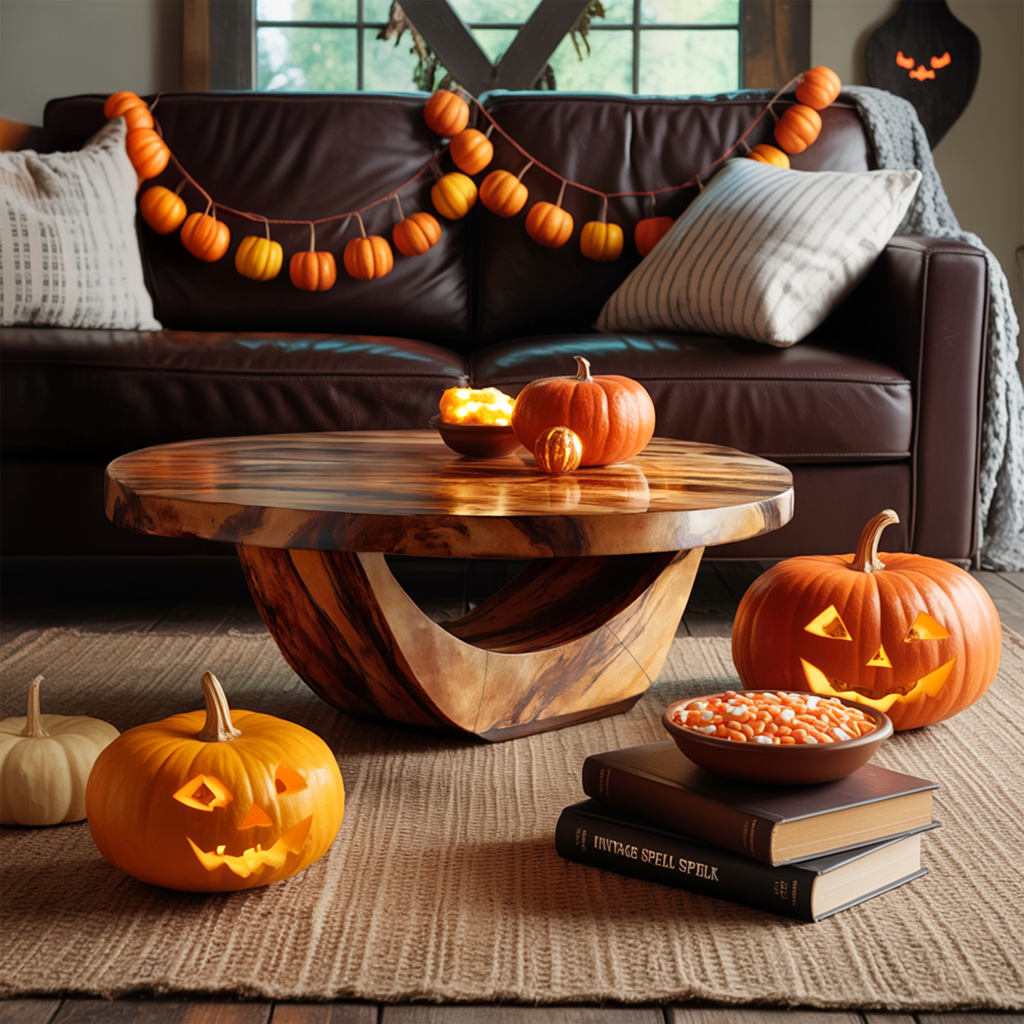 Modern Solid Wood Coffee Table For Living Room Ghostly Halloween SILDTTNHCF029