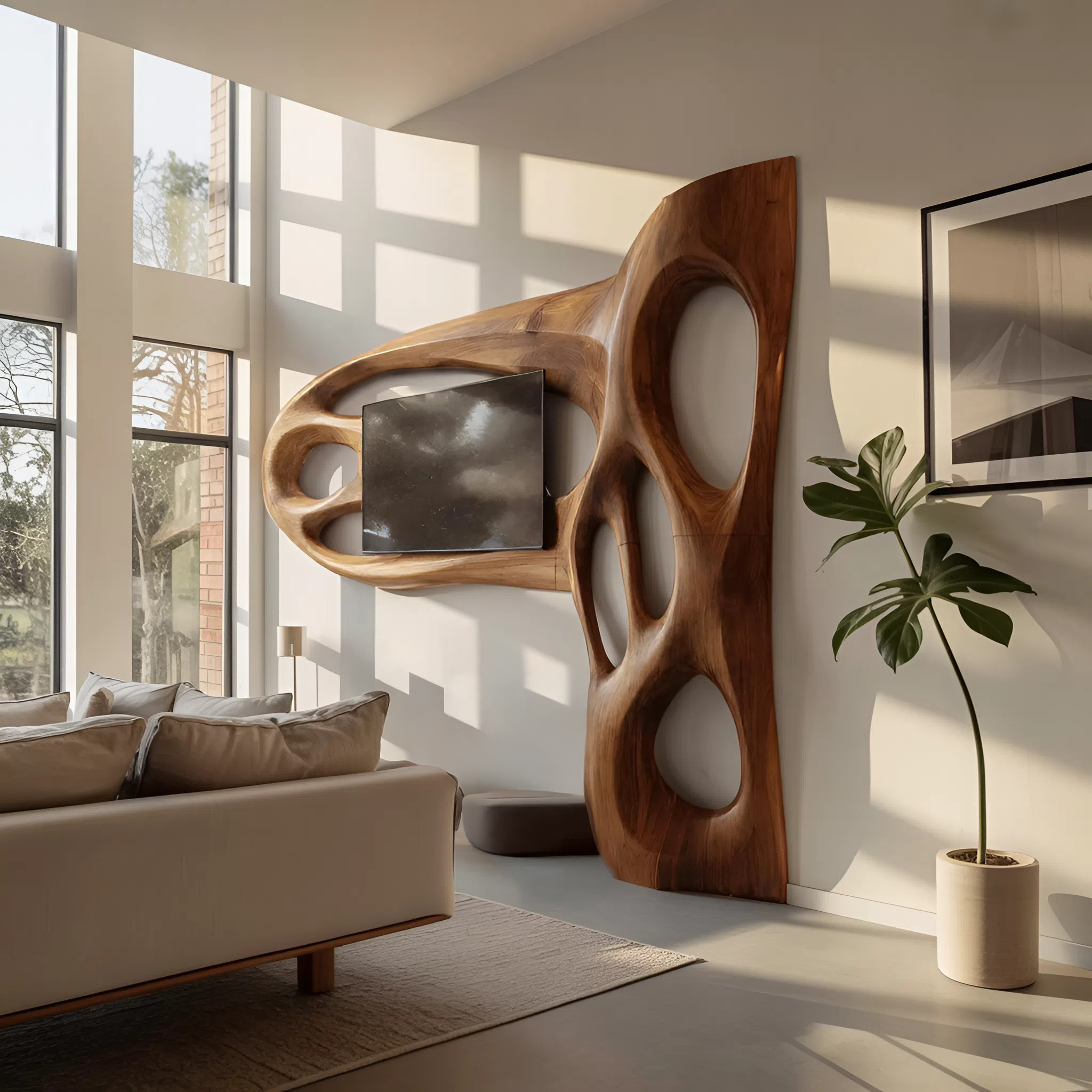 Contemporary Sculptural TV Frame For Living Room Decor SITHHNTVC039