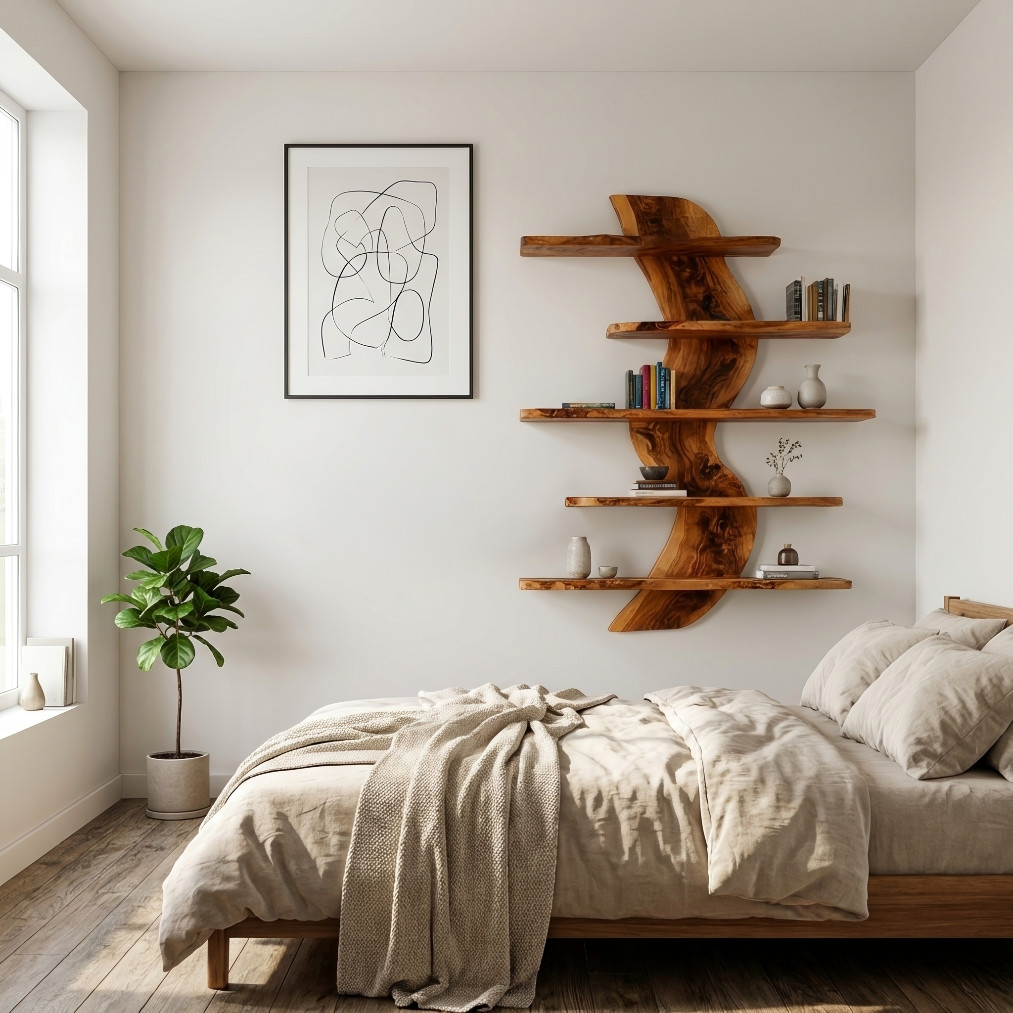 Sculptural Wall Mounted Bookshelf For Modern Living Room RTTHTTBS070
