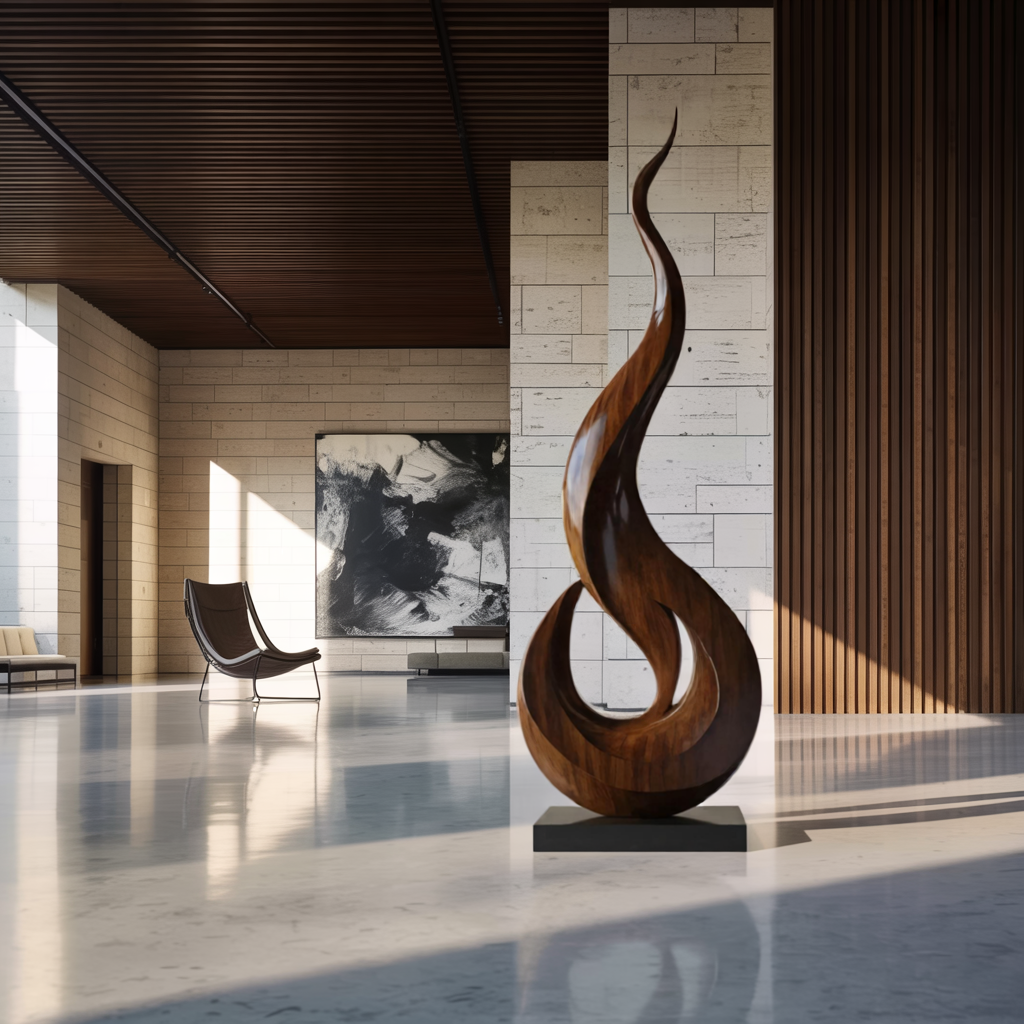 Mid Century Large Wooden Sculpture For Outdoor Art Decor SILDTTNAS009