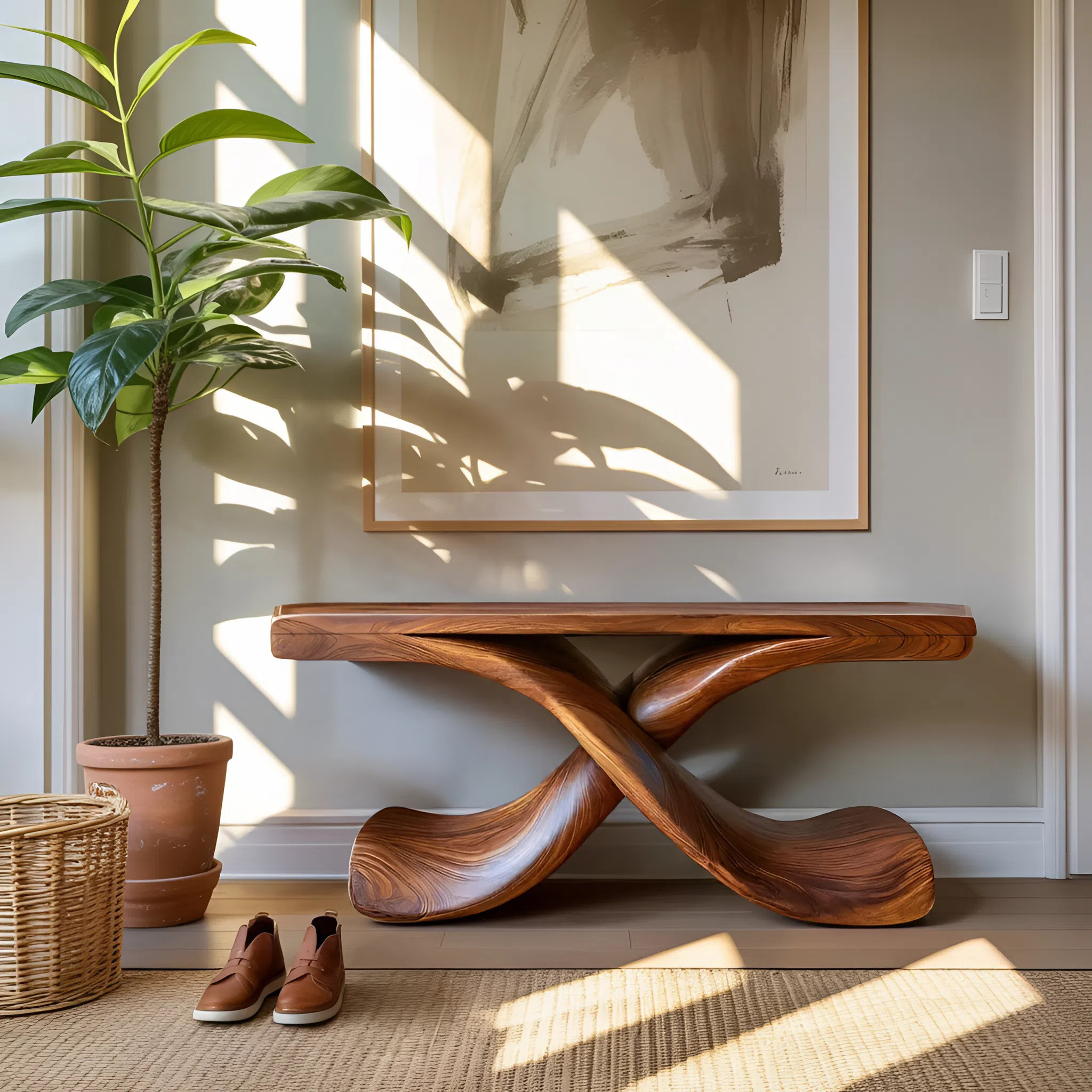 Modern Sculptural Console Table With Twisted Base For Living Room SITHTTCS003