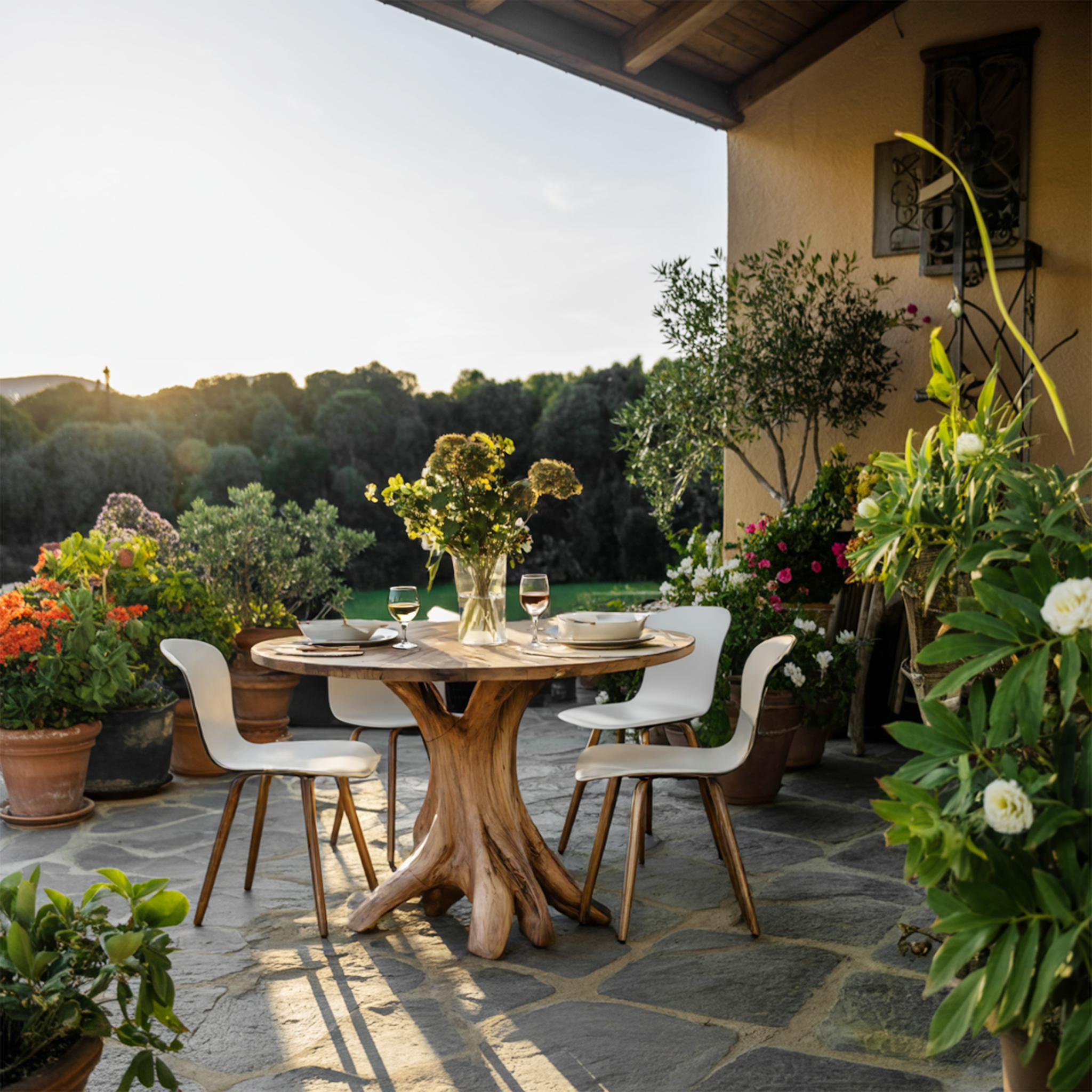 Mid Century Wooden Dining Table For A Warm Outdoor Space SILDTTNDN010