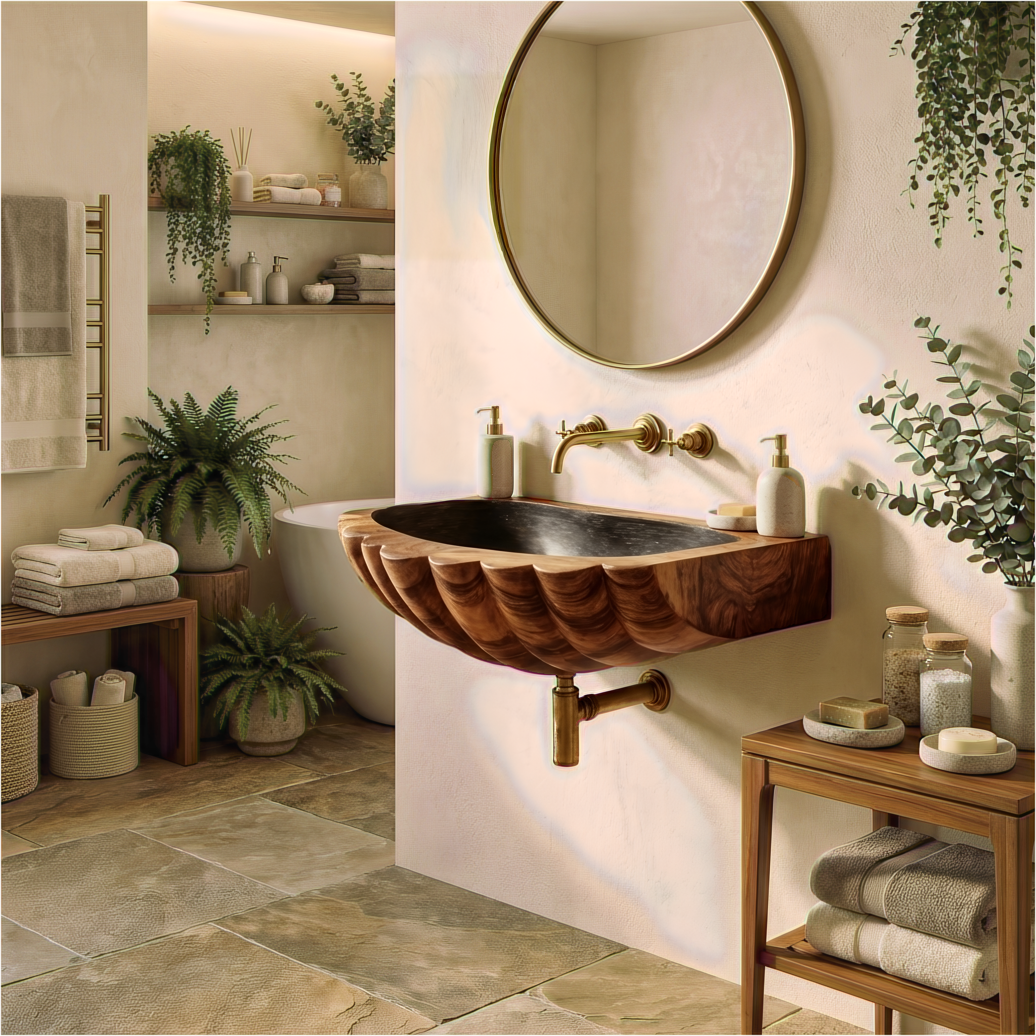 Farmhouse Wall Mounted Wooden Bathroom Sink For Rustic Bathroom Decor SILDTTNVS034