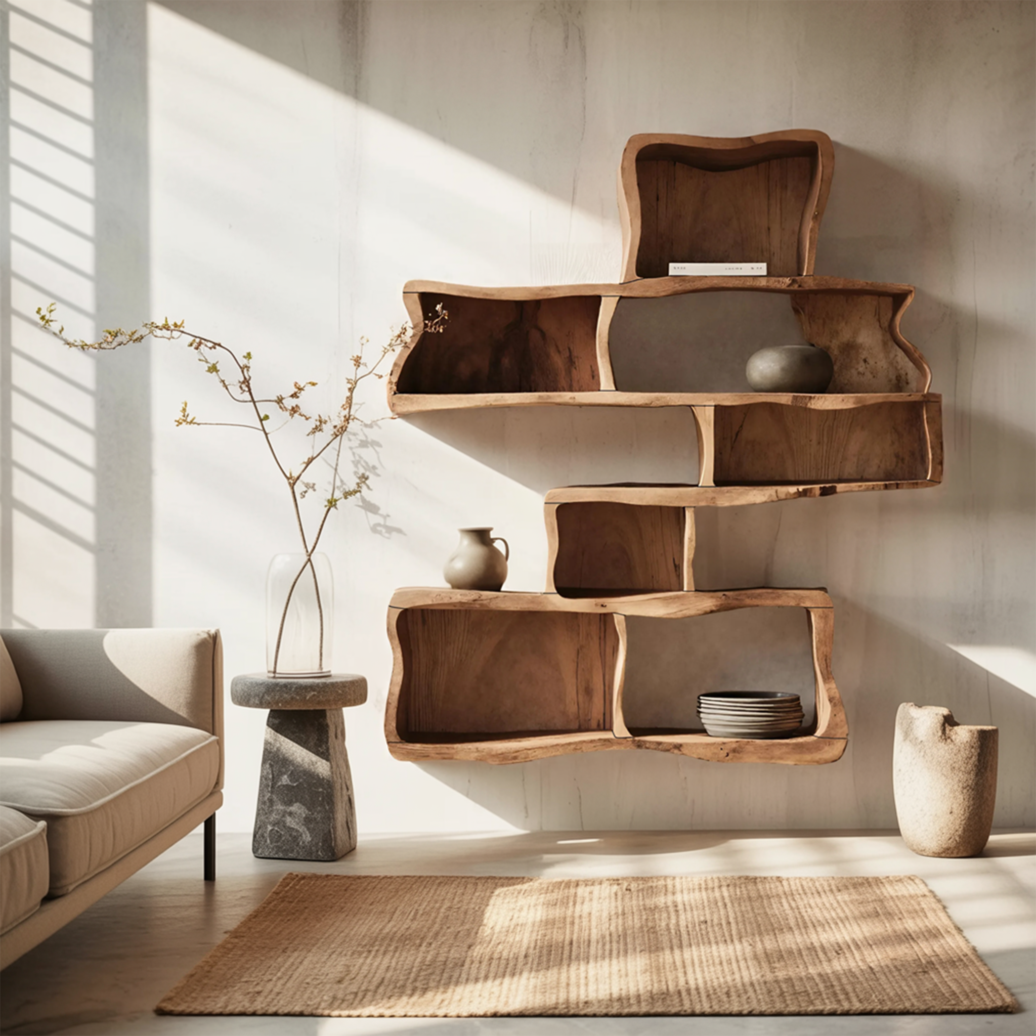 Handcrafted Floating Shelf for Modern Living Room Design SILDTTNWMS010
