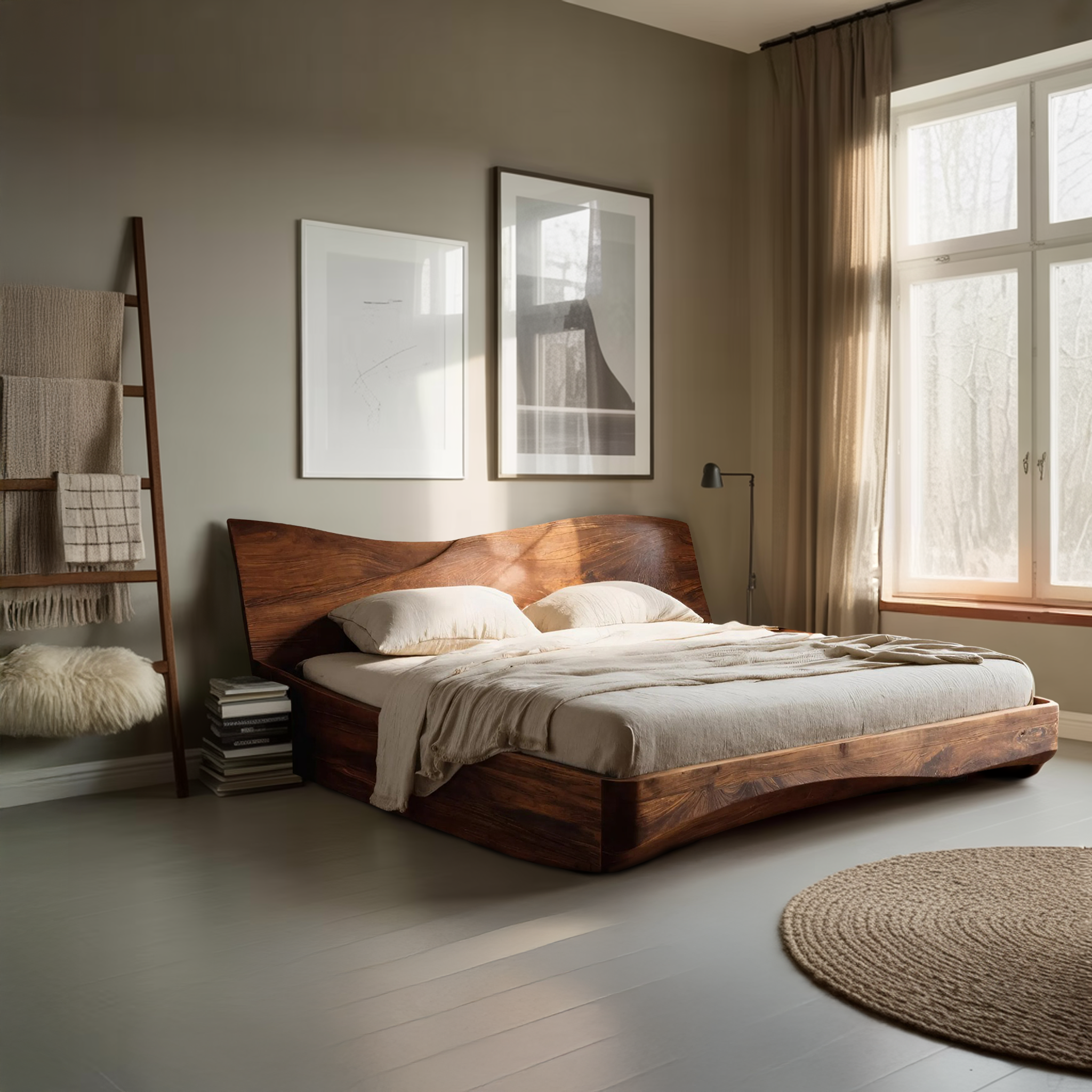 Organic Platform Bed And Headboard For Minimalist Bedroom Design RTTHHNWO003