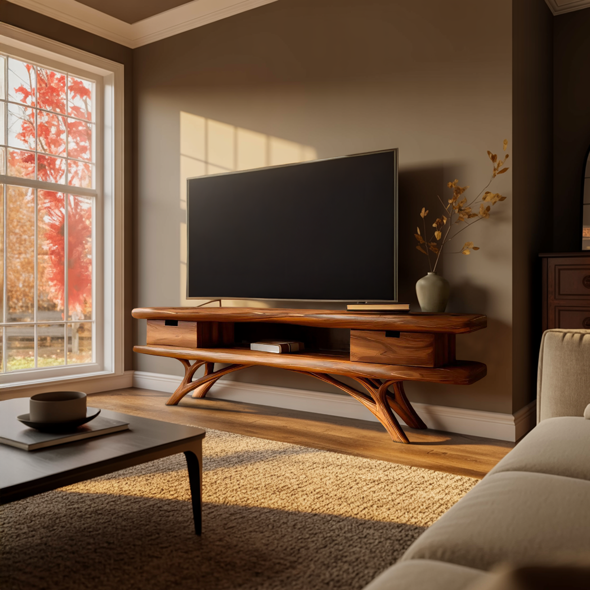 Artistic Curved TV Cabinet For Minimalist Interior Furniture RTTHTTTVC059