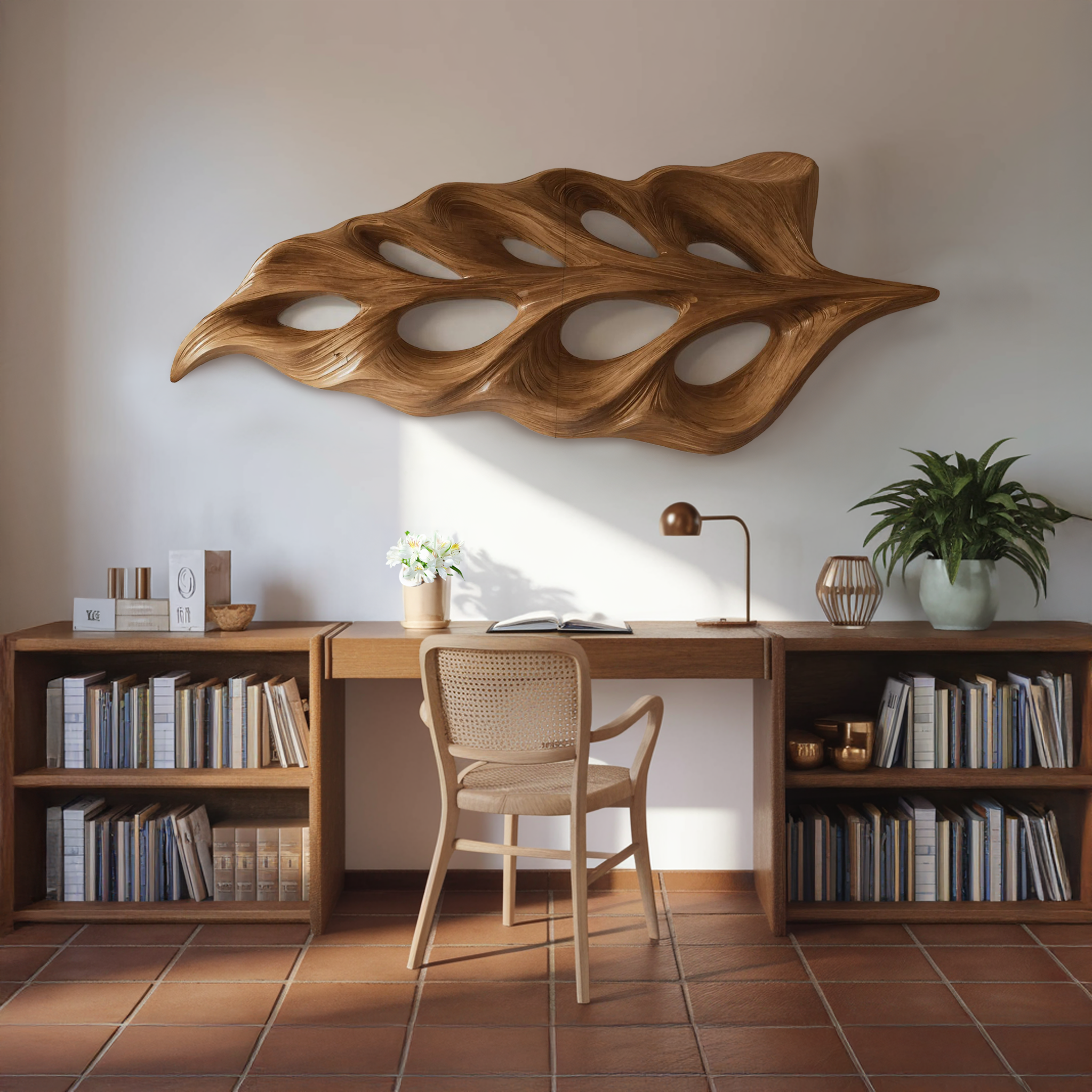 Modern Flowing Leaf Shape Carved For Home RTTHHNWA095