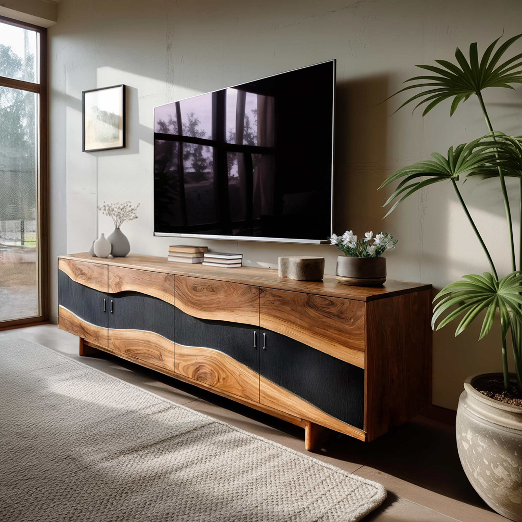 Modern Solid Wood TV Stand For Furniture Decor SILDTTNTVC109