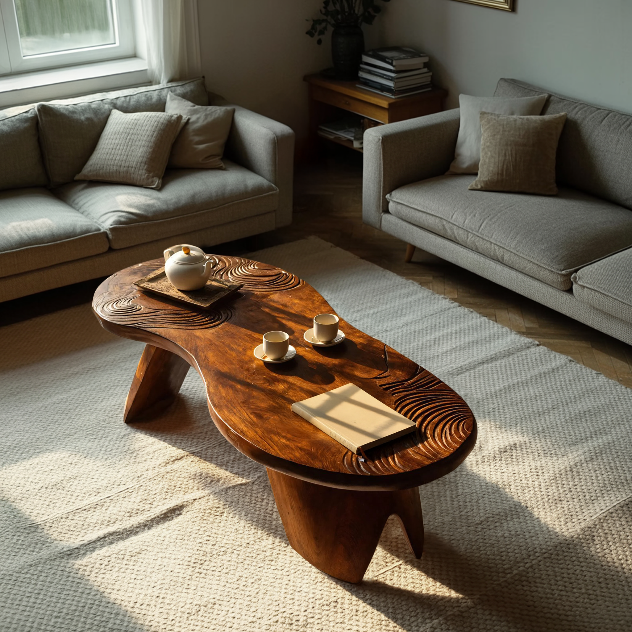 Farmhouse Irregular Abstract Coffee Table For Living Room SILDTTRCF081