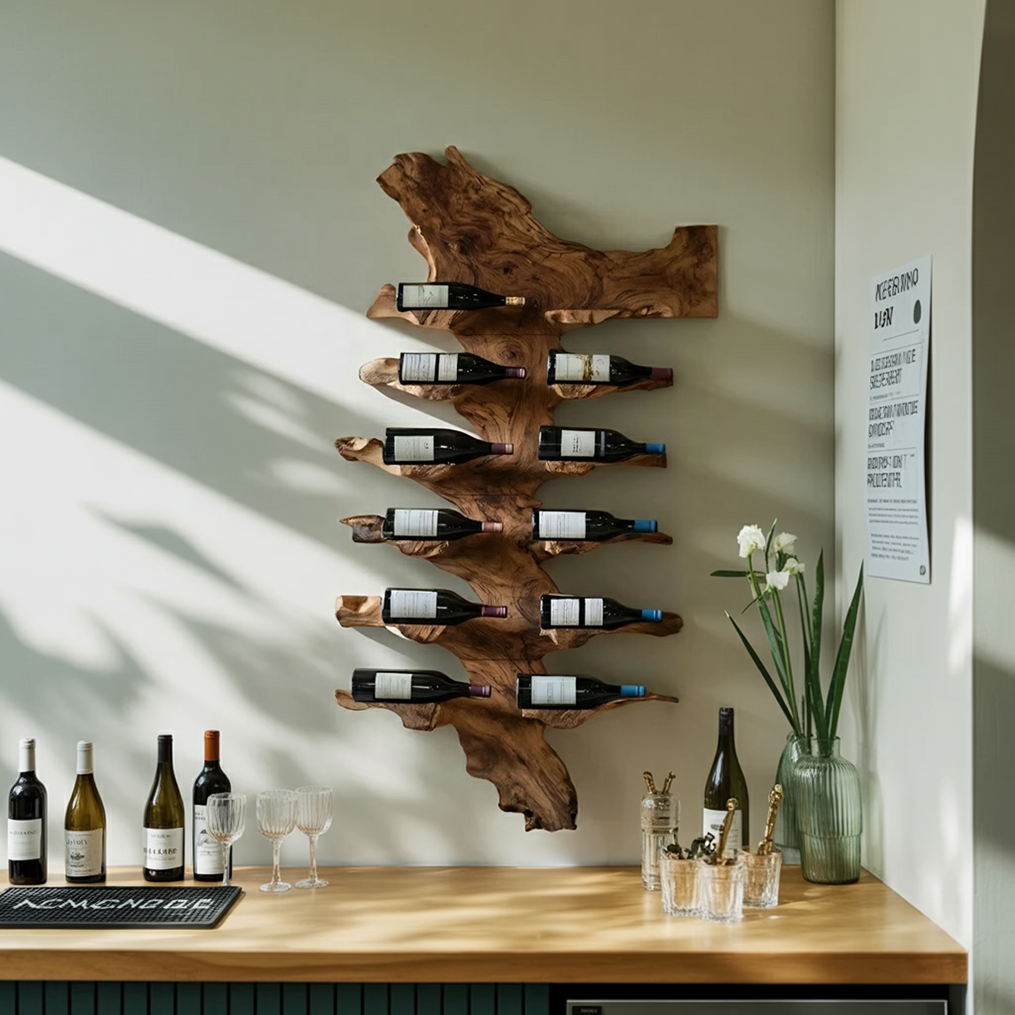 Handcrafted Live Edge Wine Holder For Luxury Furniture Decor SILDTTRWH044