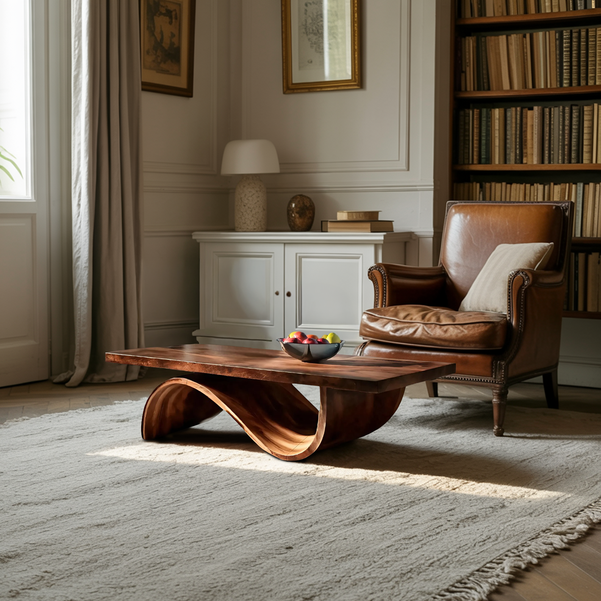 Artistic Coffee Table Curved Base Design For Living Decor RTTHTTCF022