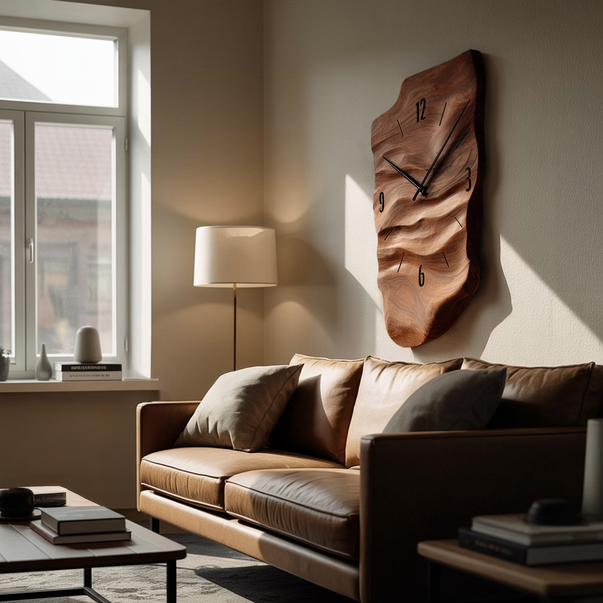 Modern Wall Clock Carved Design For Living Room Space RTTHHNWAC004
