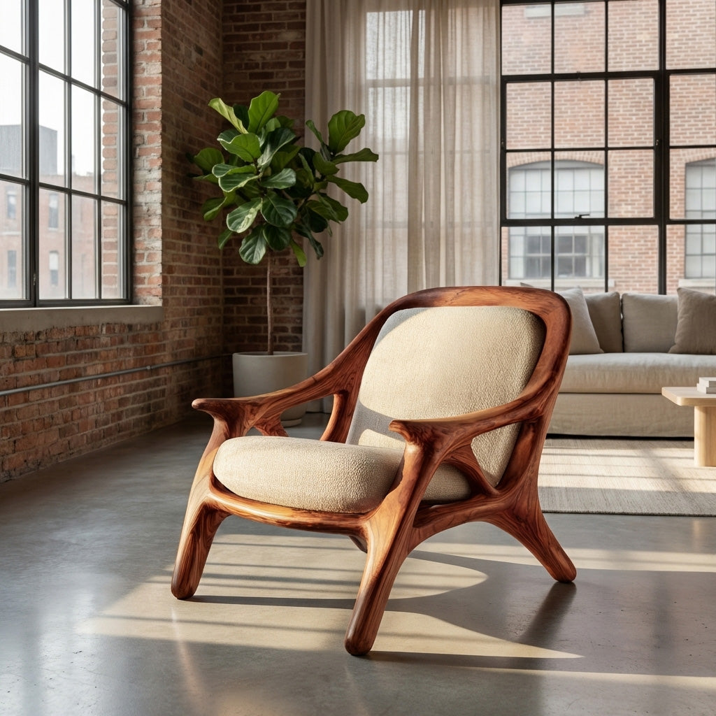 Handcrafted Wooden Accent Chair For Living Room RTTHHNCHR111