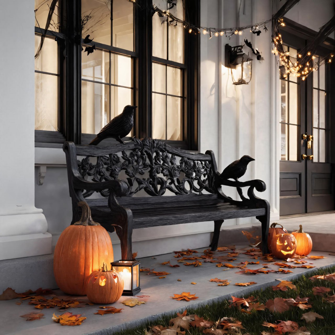 Gothic Carved Raven Bench For Halloween Porch Decor Or Garden SITHTTHW002