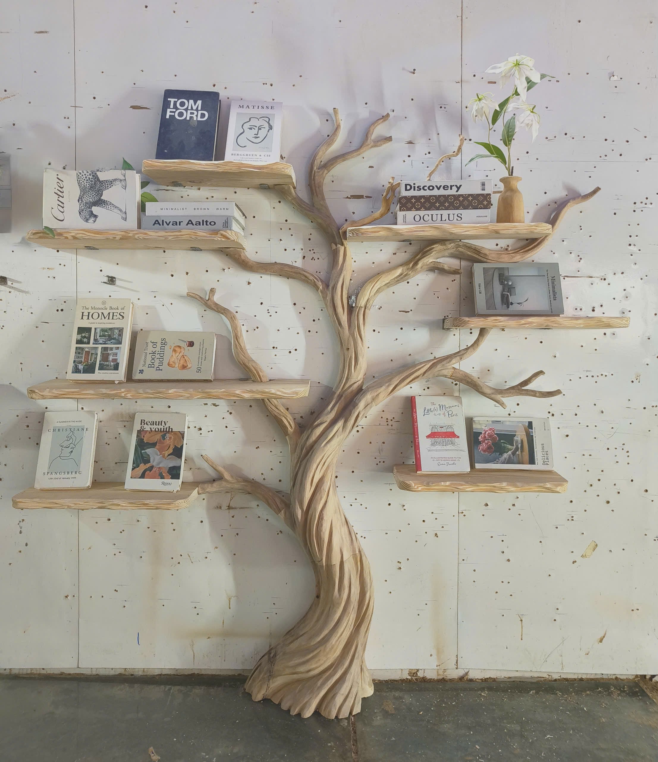 Rustic Artisan Tree Bookshelf Statement Piece For Living Space SINLKITB687