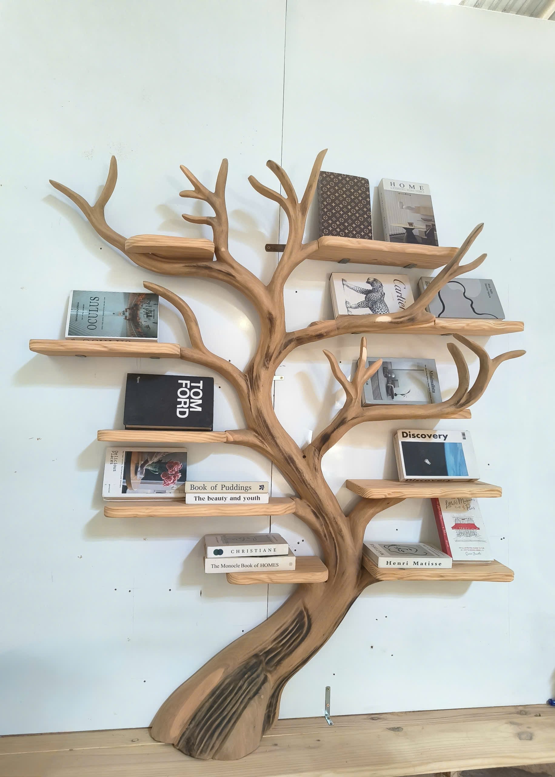 Rustic Sculptural Tree Bookshelf Living Room Interior Statement Display SINLSATB641