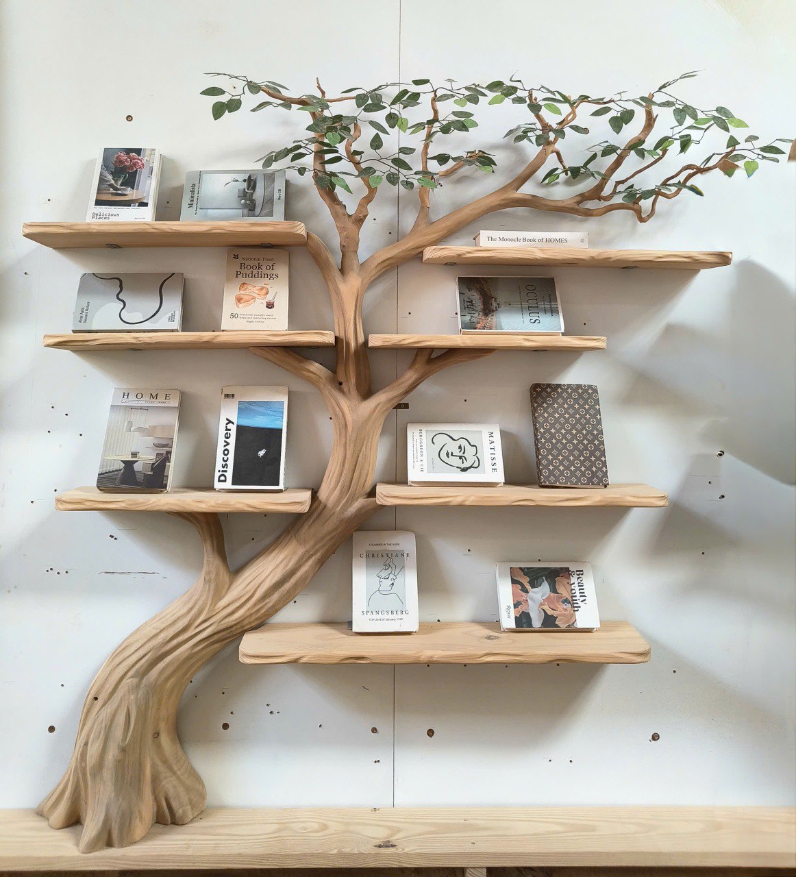 Rustic Organic Tree Bookshelf Handcrafted Wall Art For Home SINLKITB684