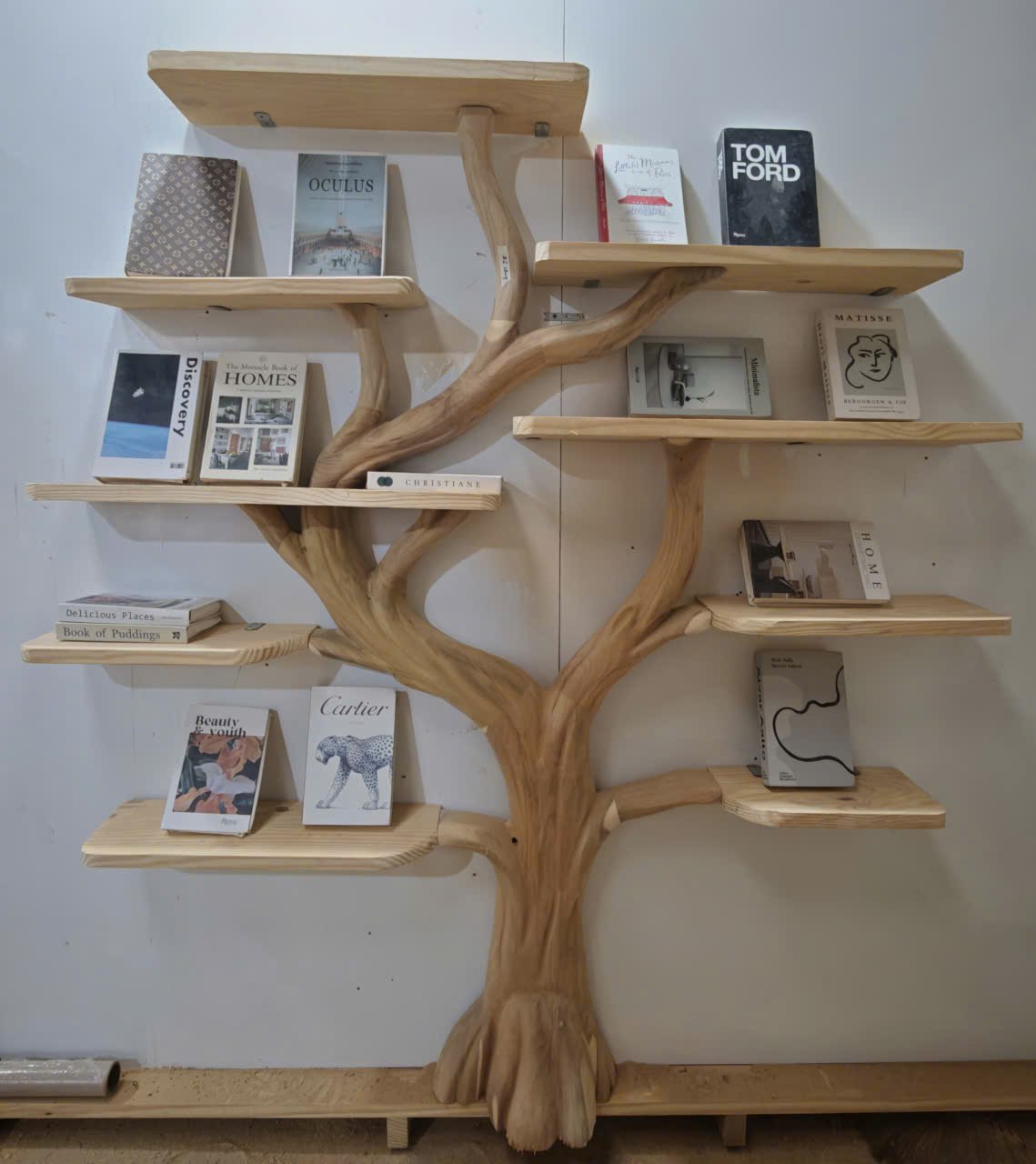 Nature Inspired Handcrafted Tree Bookshelf Living Room Interior Biophilic Wall Feature SINLKITB692