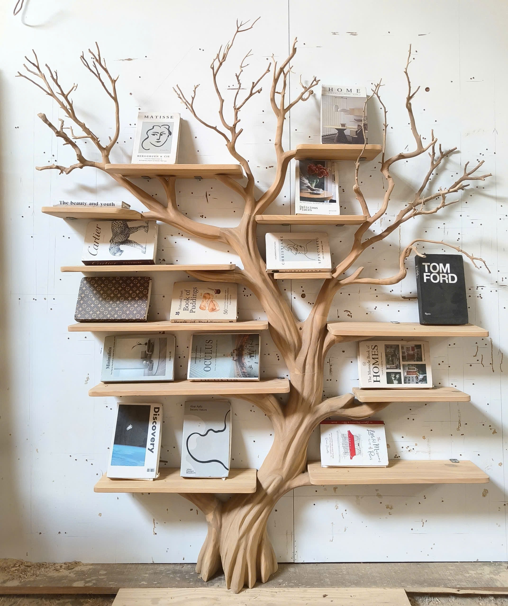 Handcrafted Tree Storage Bookcase Living Room SINLKITB656