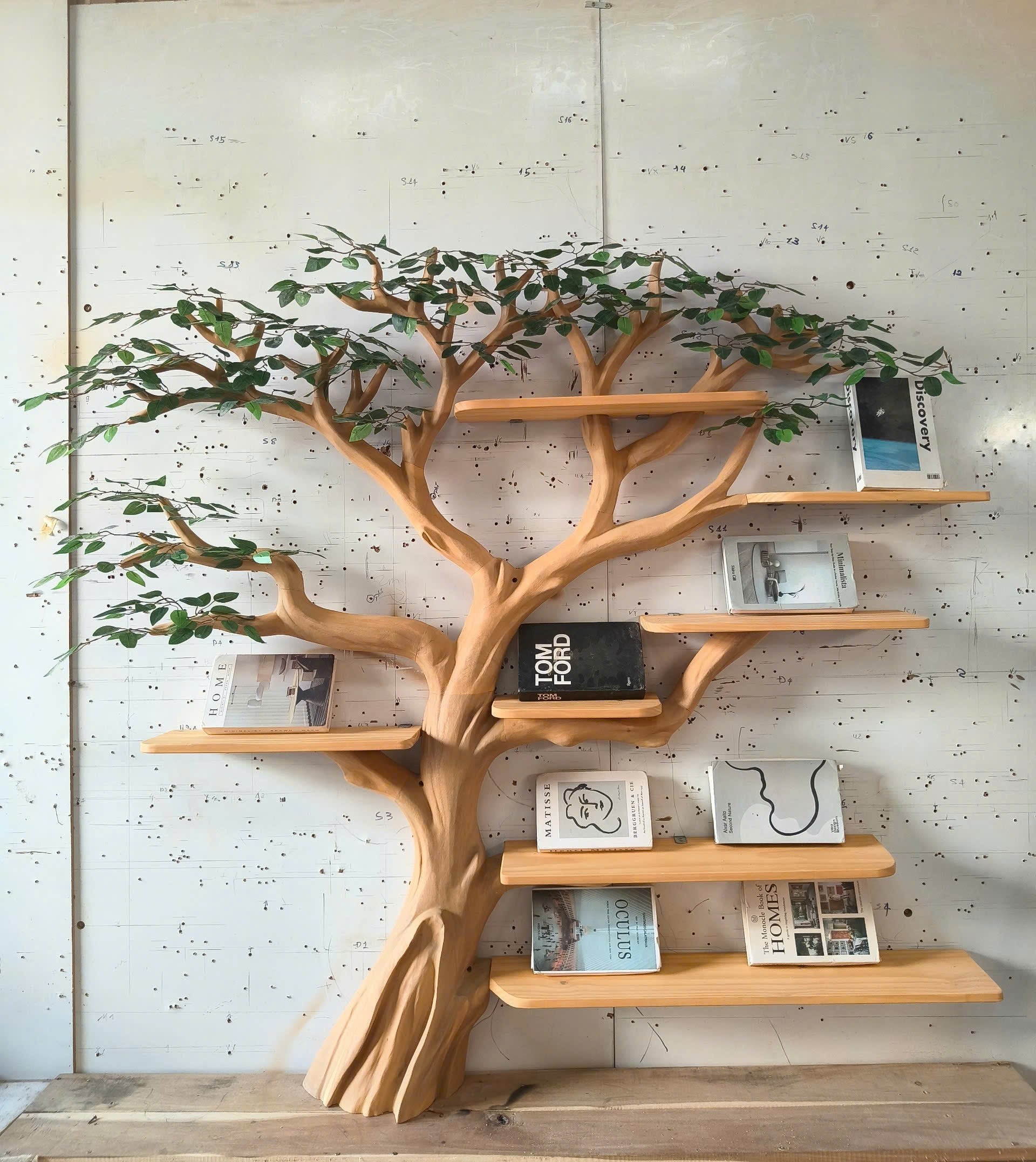Rustic Sculptural Tree Bookshelf Living Room Interior Statement Wall Feature SINLSATB658