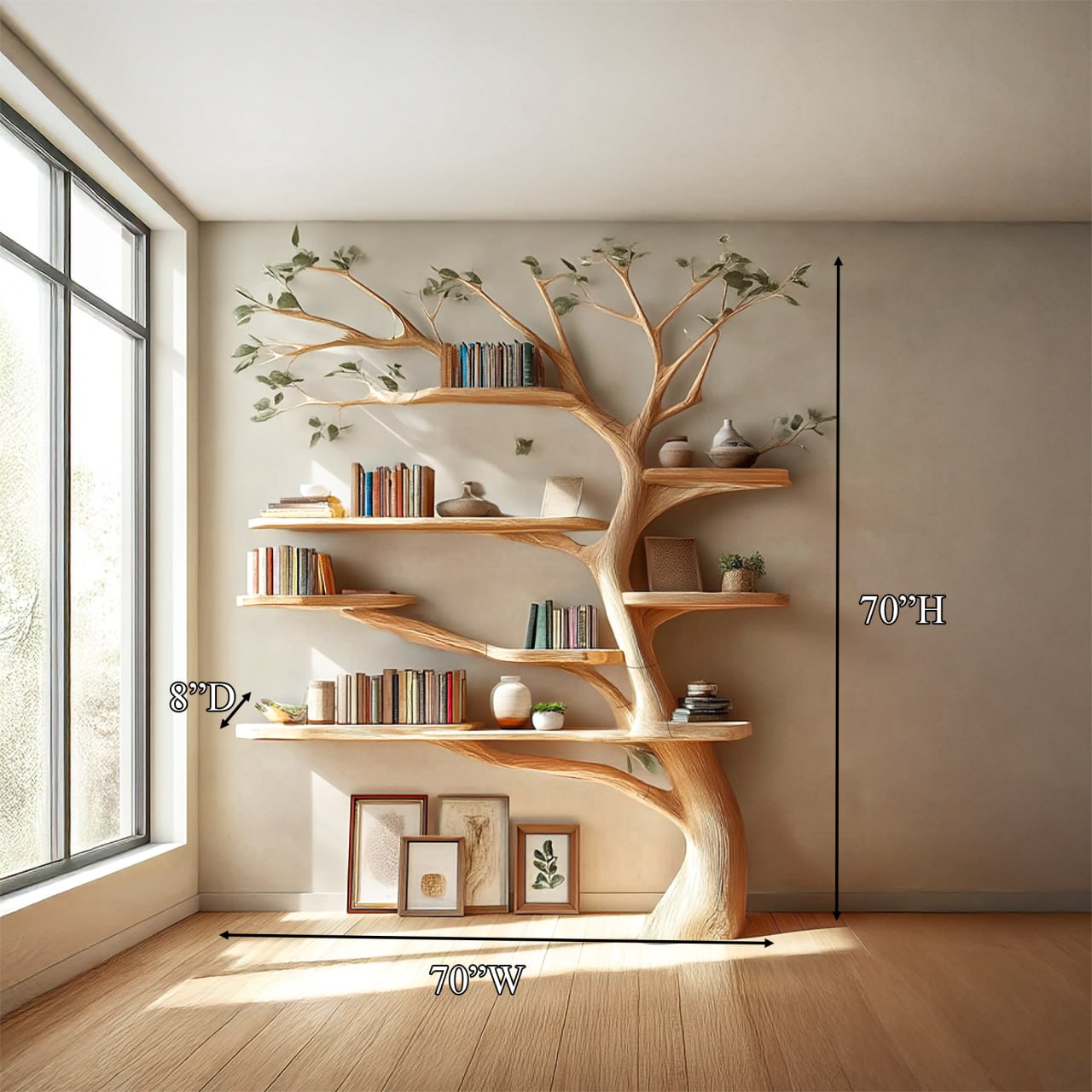 Midcentury Tree Bookshelf Living Room SINLSATB232