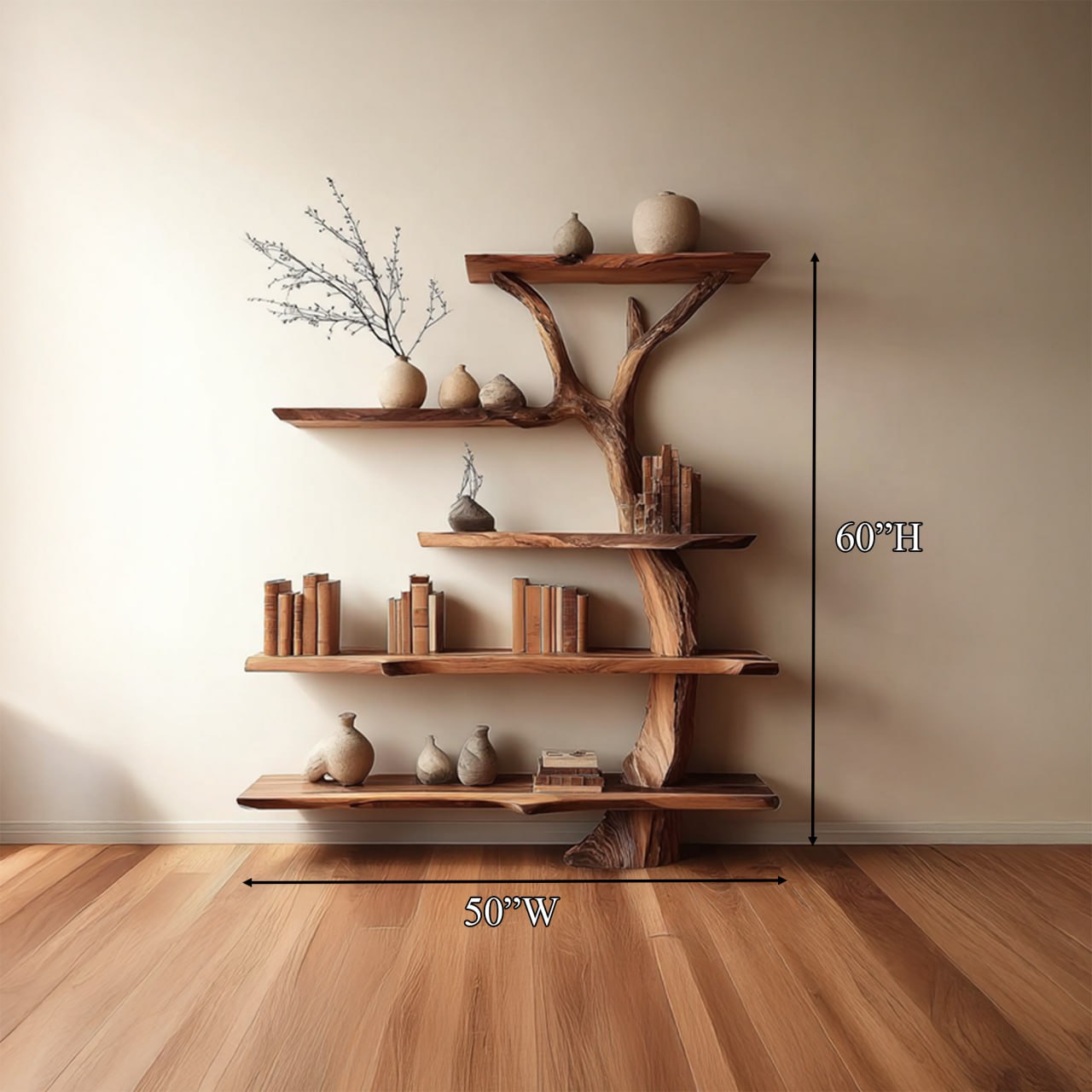 Midcentury Tree Bookshelf Office Entry SINLSATB218