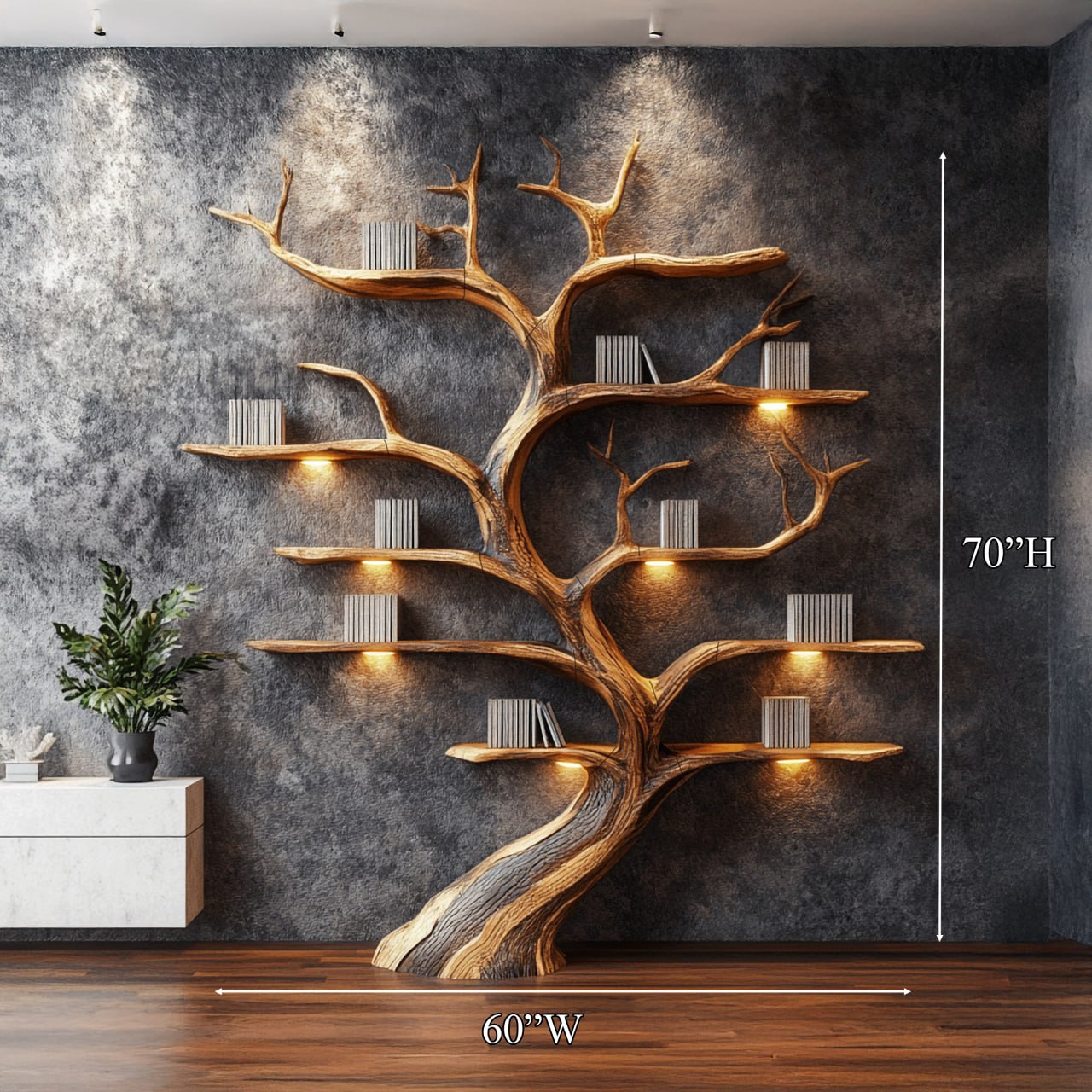 Rustic Tree Shelf Handmade Wood Wall Mounted Gift SINLSATB194