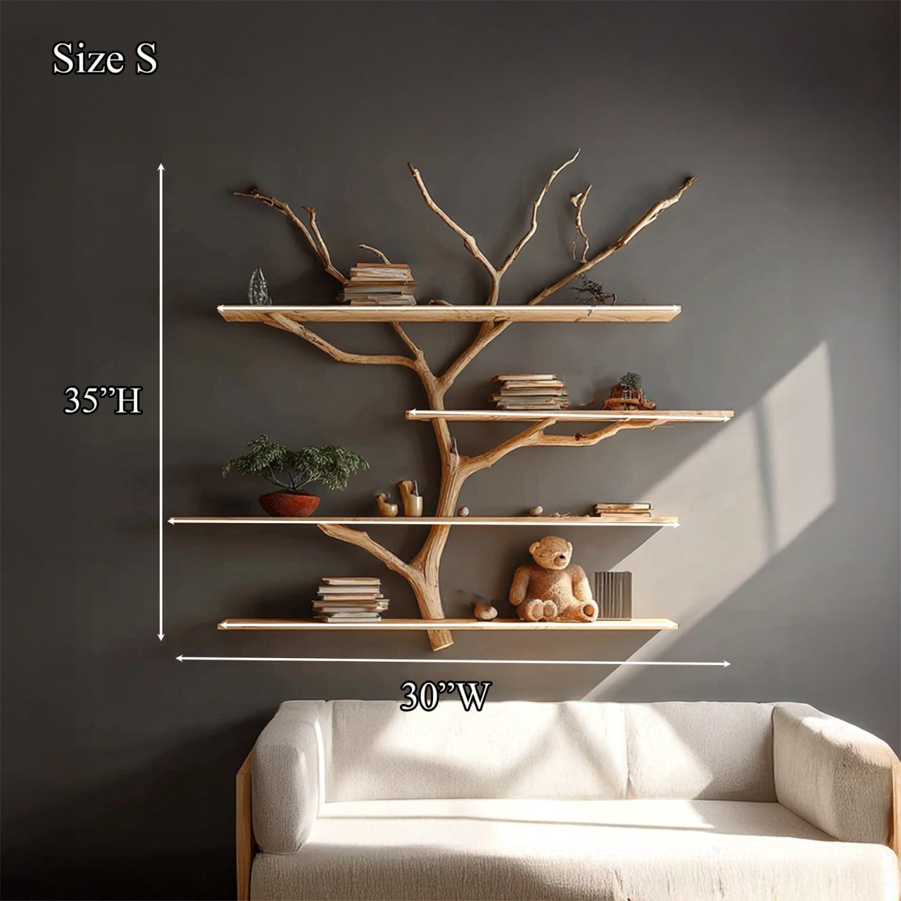 Rustic Book Tree Shelf Nursery Kids SINLSATBS030