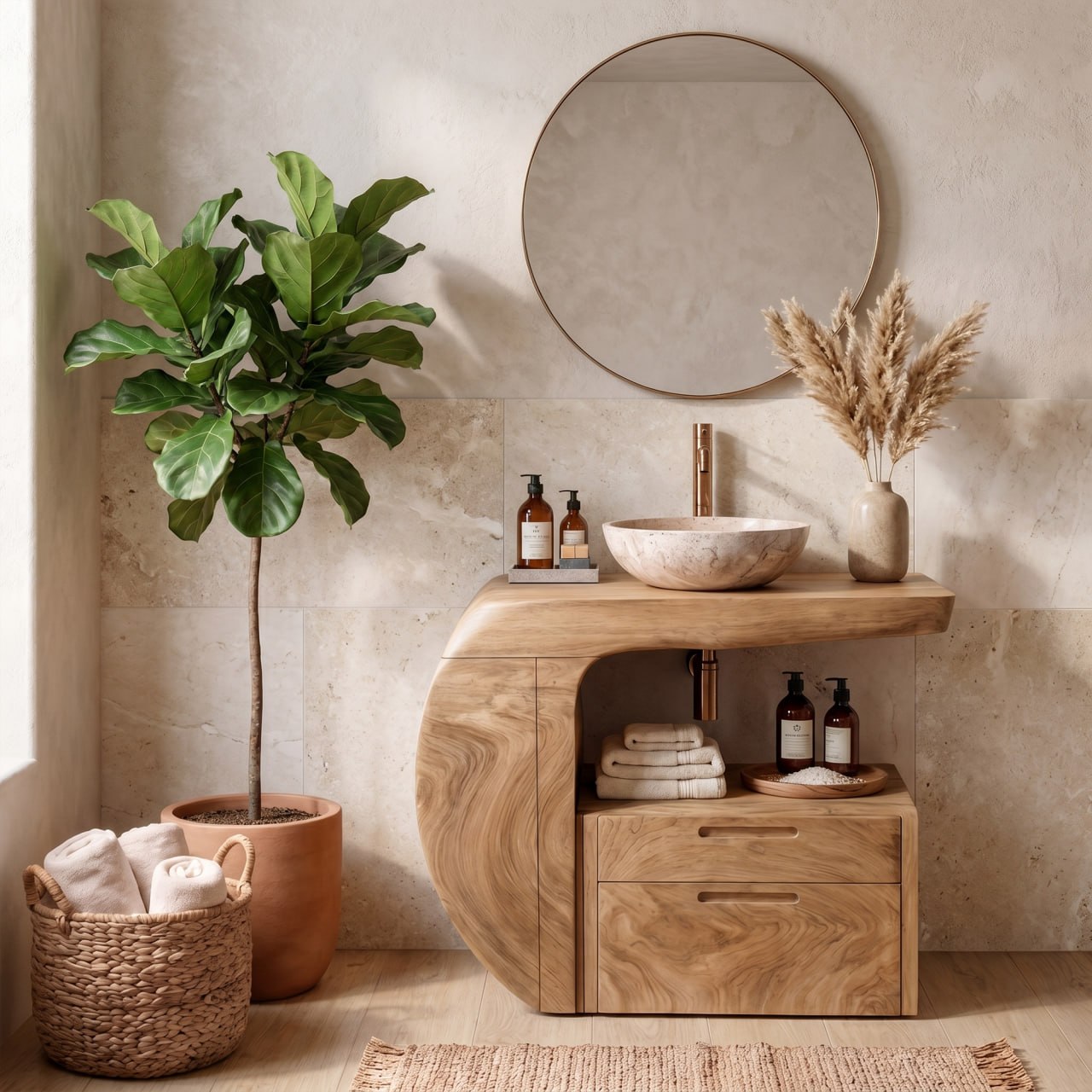 Modern Organic Bathroom Vanity With Storage For Bathroom SINLKIBRV303