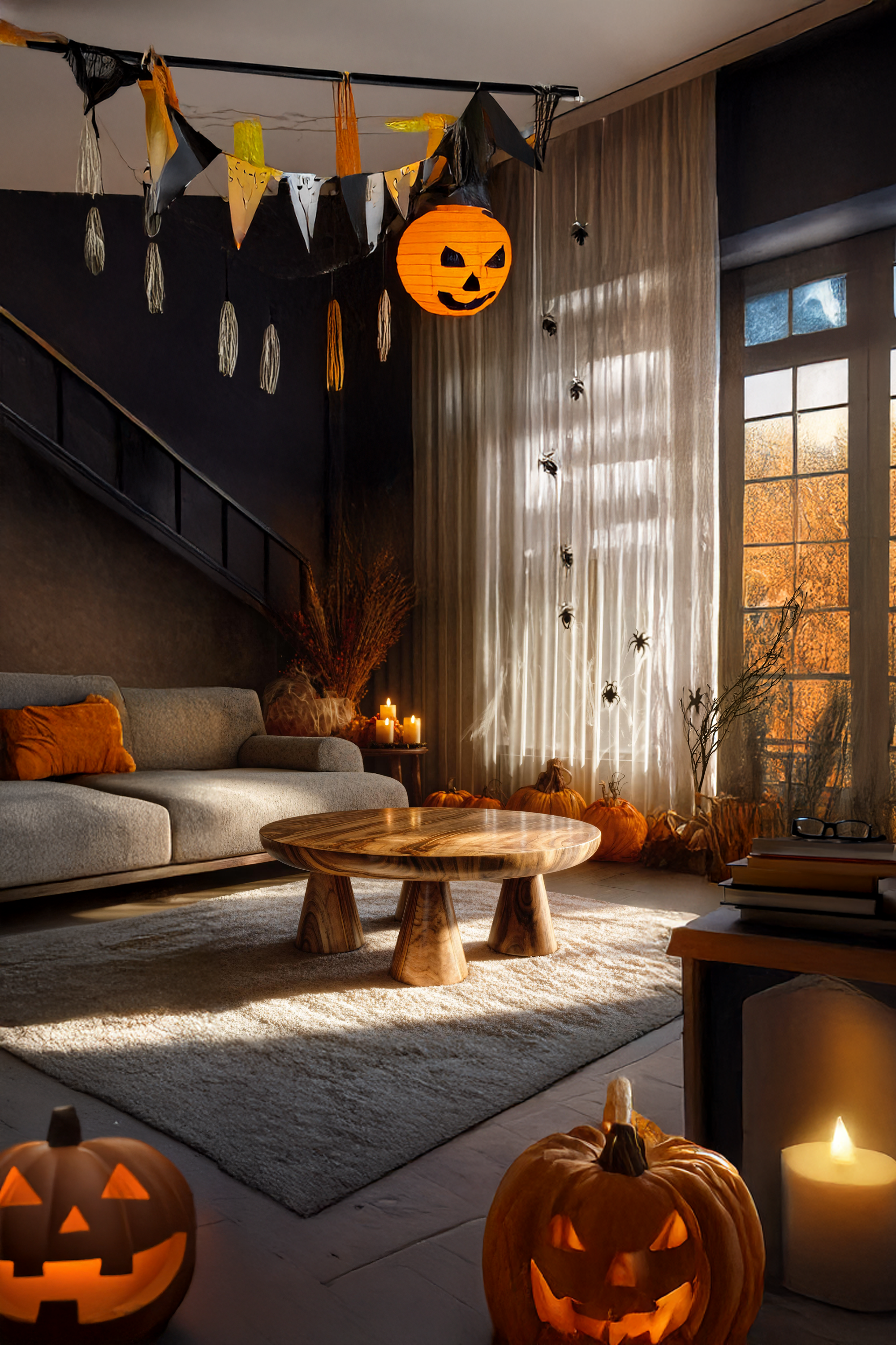 Handcrafted Wooden Live Edge Coffee Table Furniture Decor Pumpkin Season SILDTTNHCF017