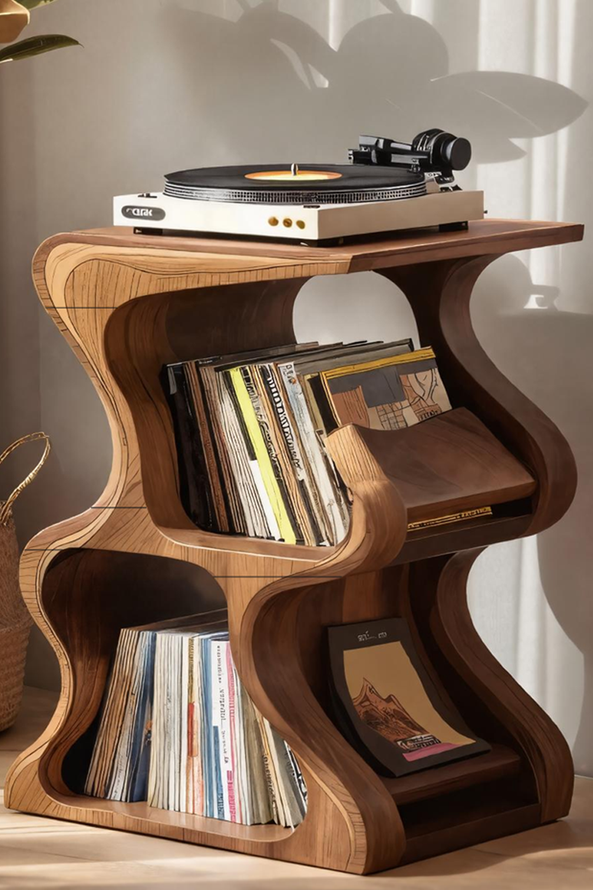 Handcrafted Vinyl Storage Console For Bedroom Design SILDTTRRPT031