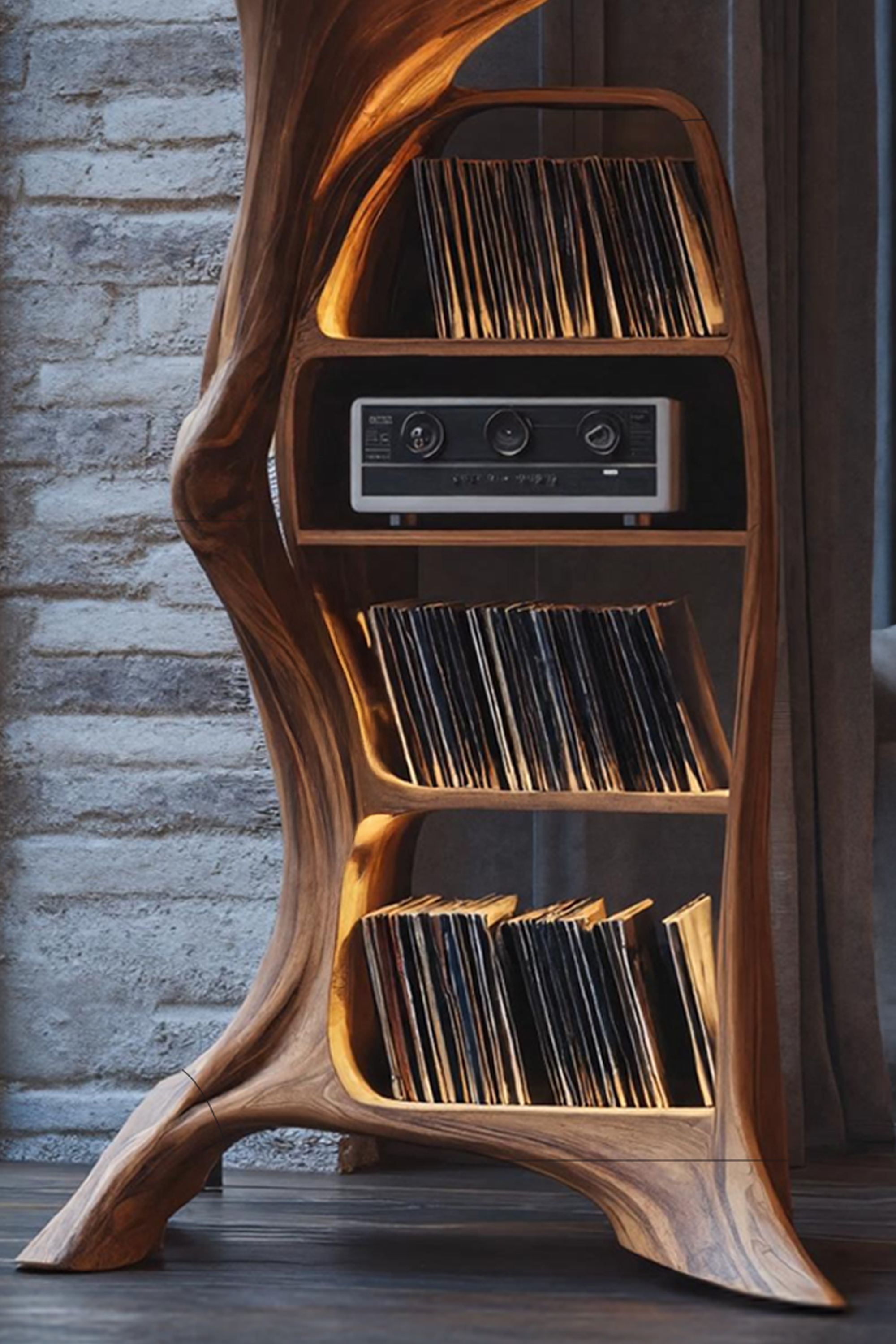Handcrafted Wood Record Player Stand For Entryway SILDTTRRPT003