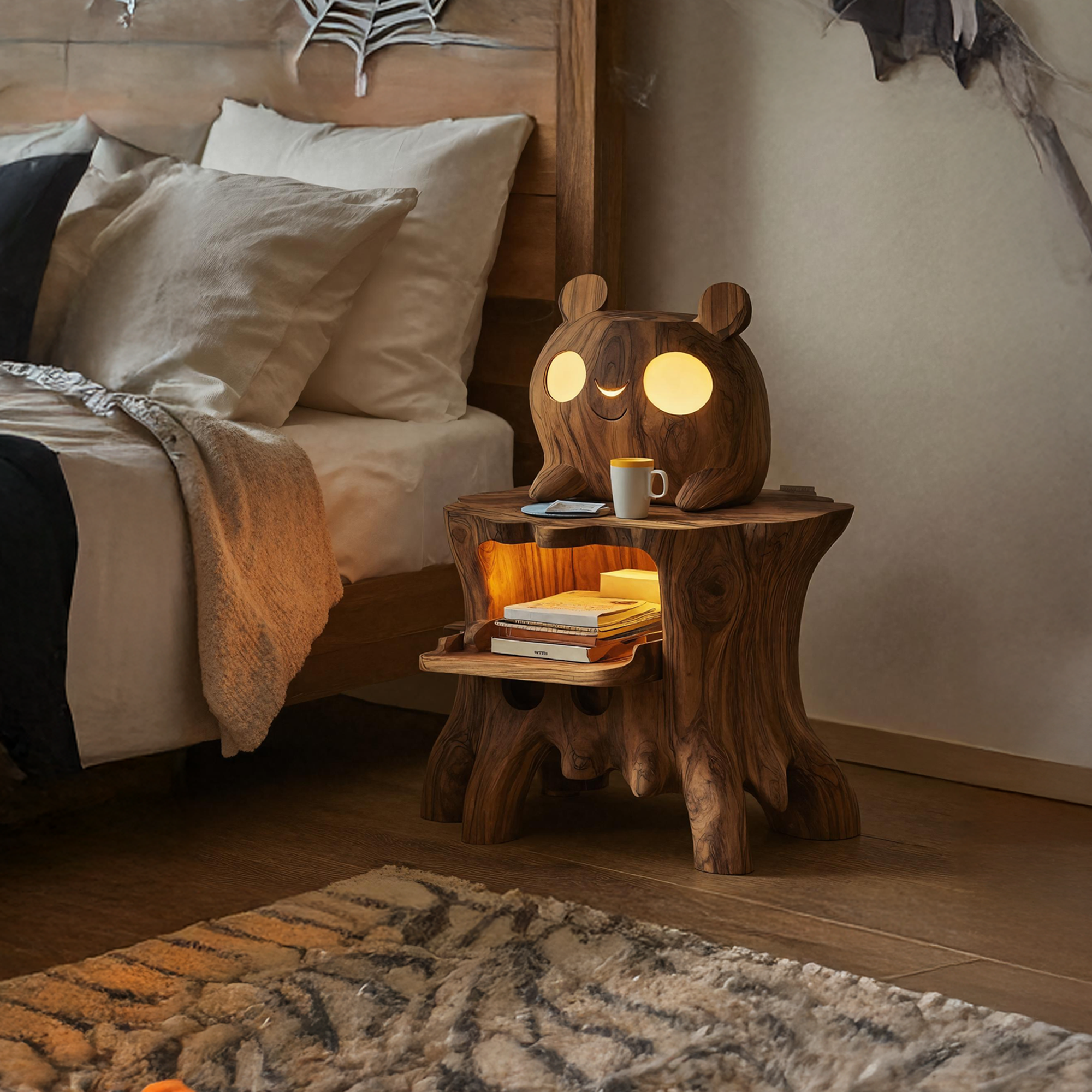 Rustic Wooden Side Table For Modern Bedroom Interior SILDTTRNS015