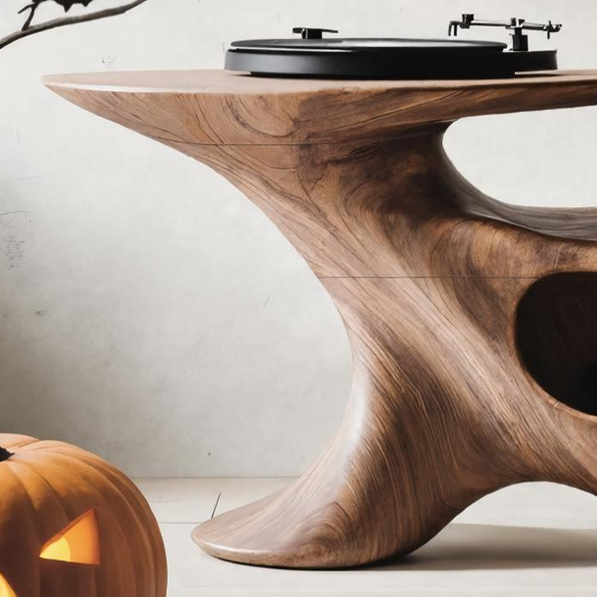 Farmhouse Solid Wood Record Stand For Bedroom Decor Halloween Furniture SILDTTNHRS002