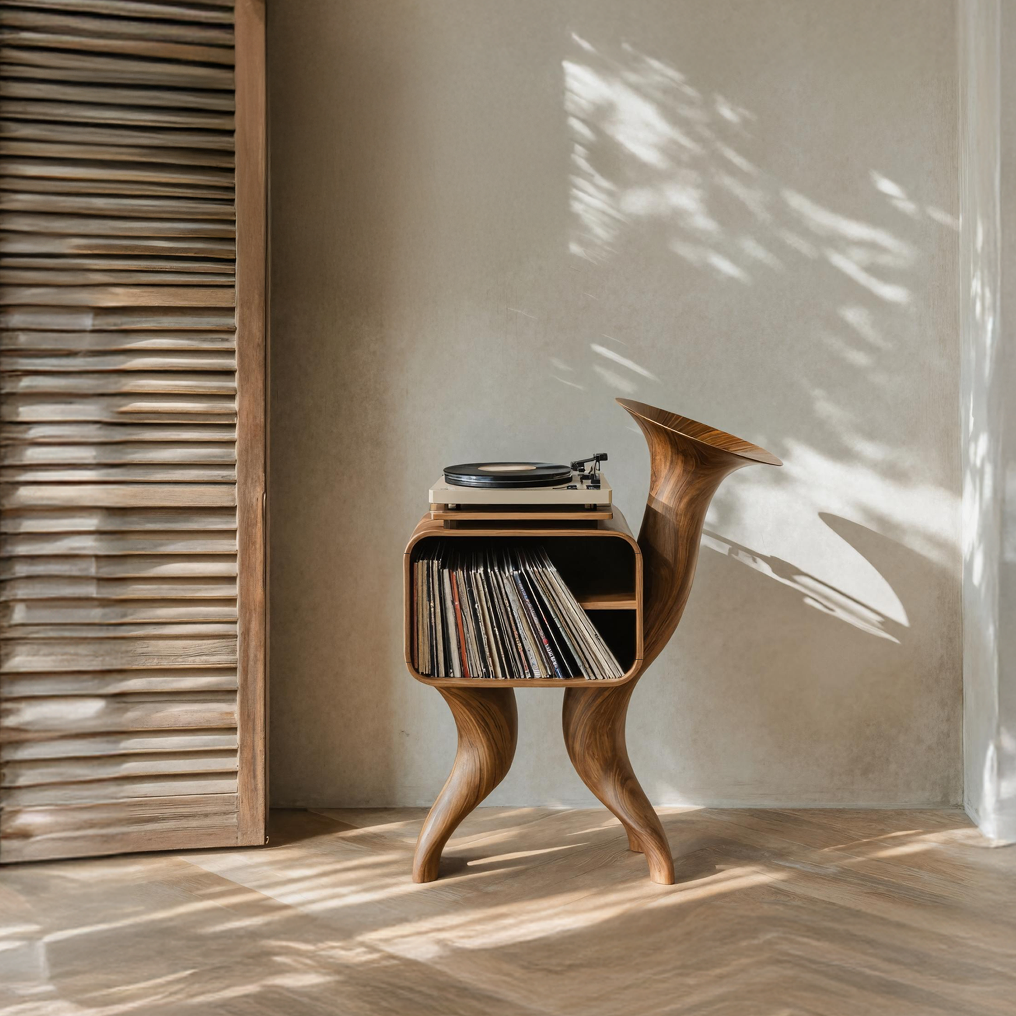 Rustic Wood Record Stand For Bedroom Organization SILDTTRRPT013