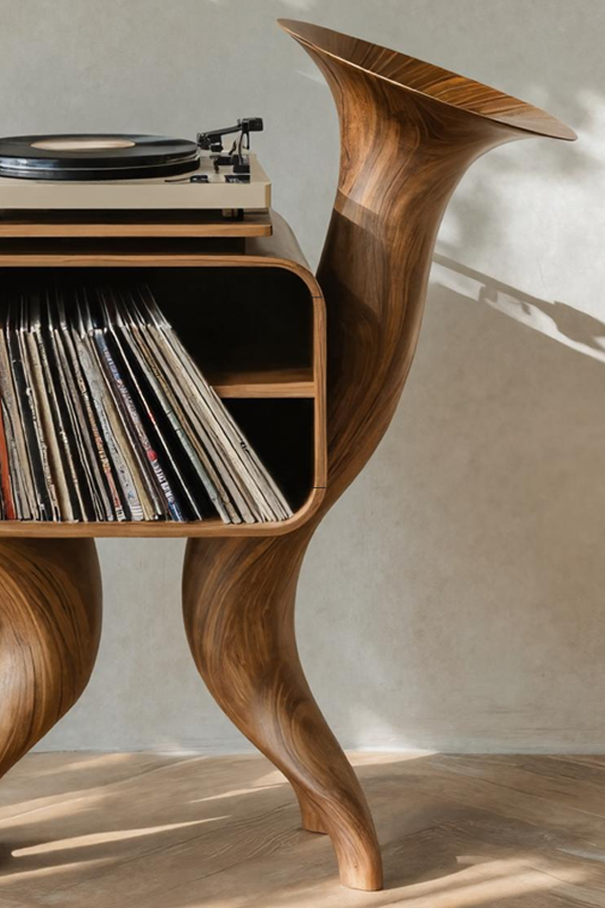 Rustic Wood Record Stand For Bedroom Organization SILDTTRRPT013