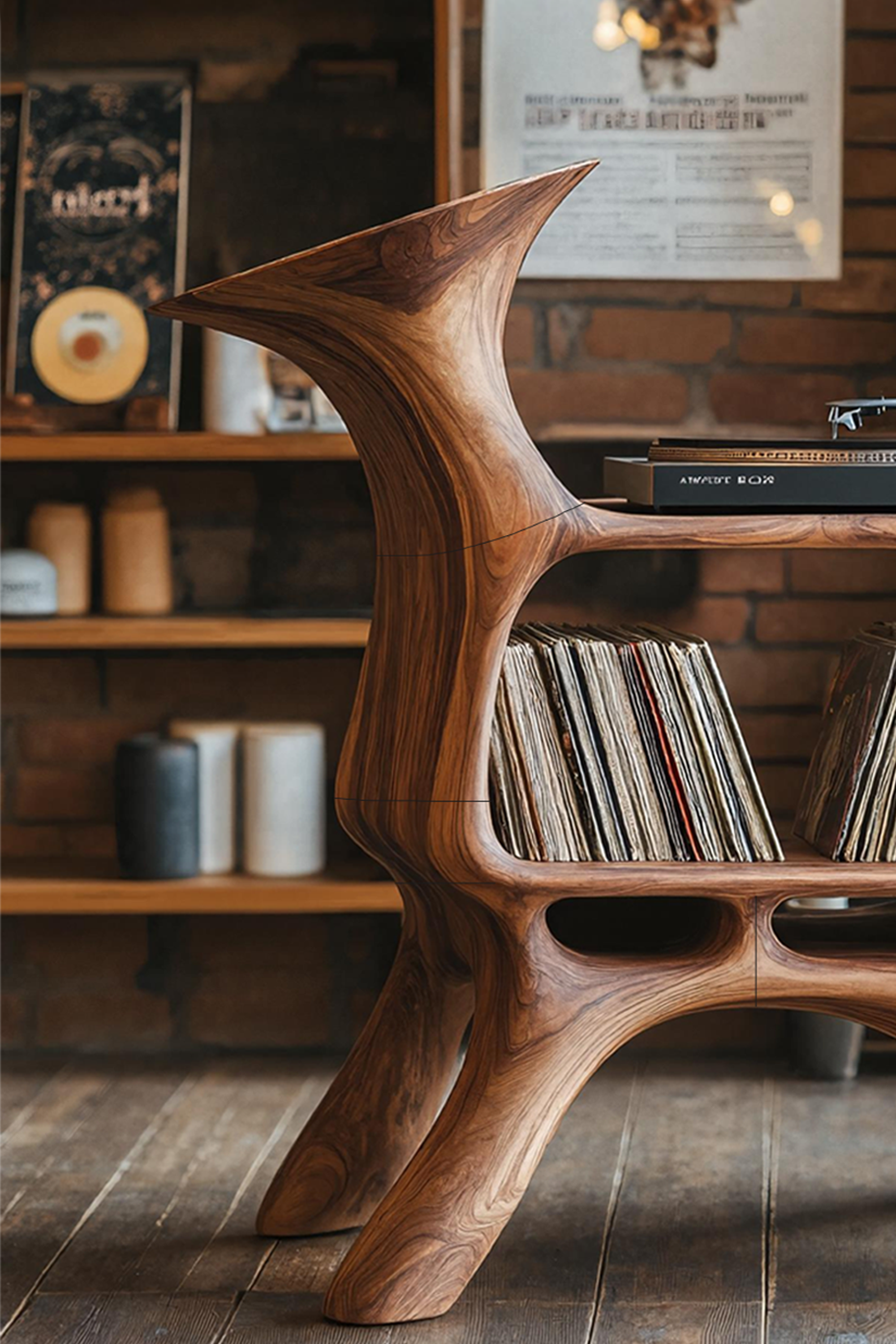Handcrafted Vinyl Storage Unit For Livingroom Style SILDTTRRPT011