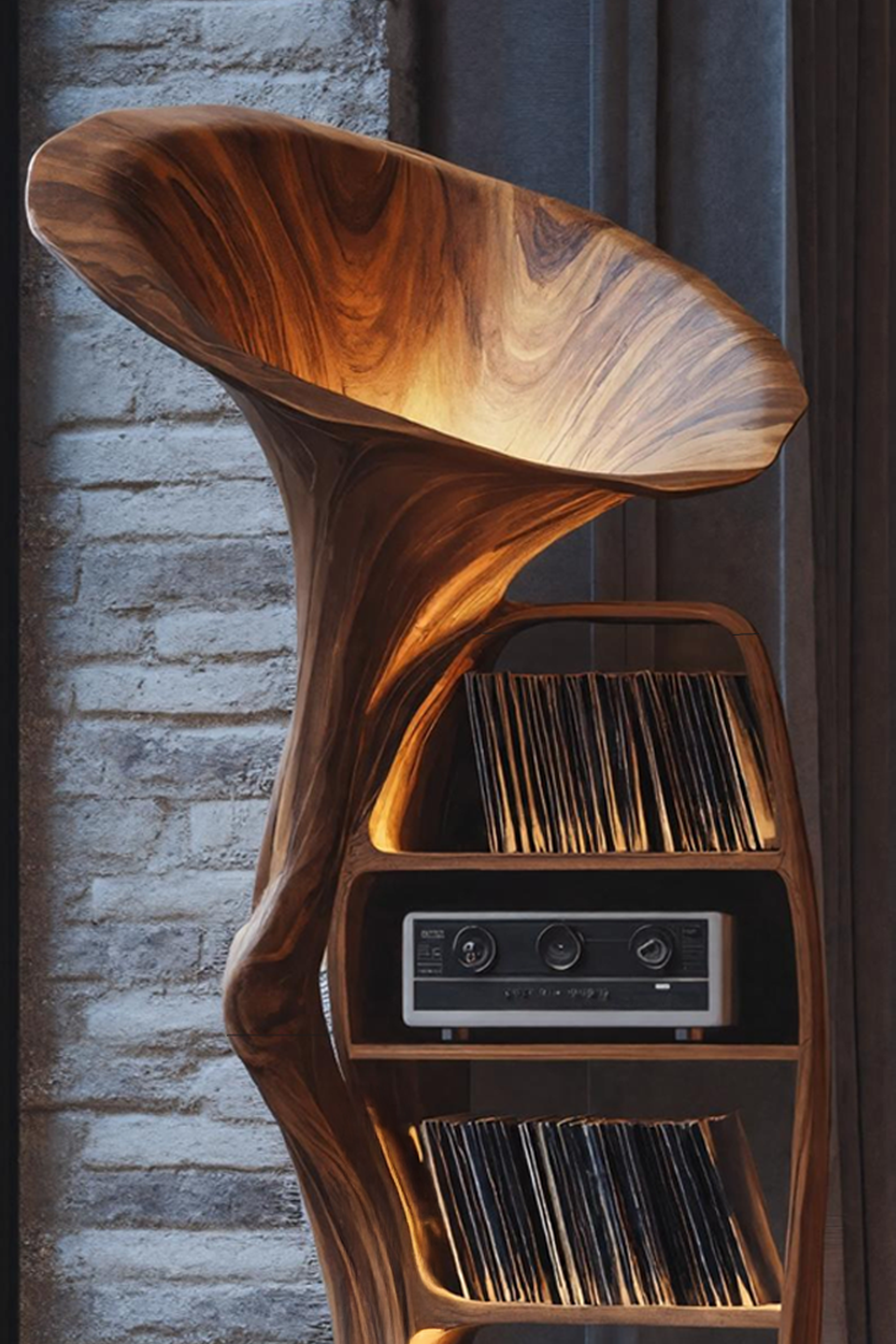Handcrafted Wood Record Player Stand For Entryway SILDTTRRPT003