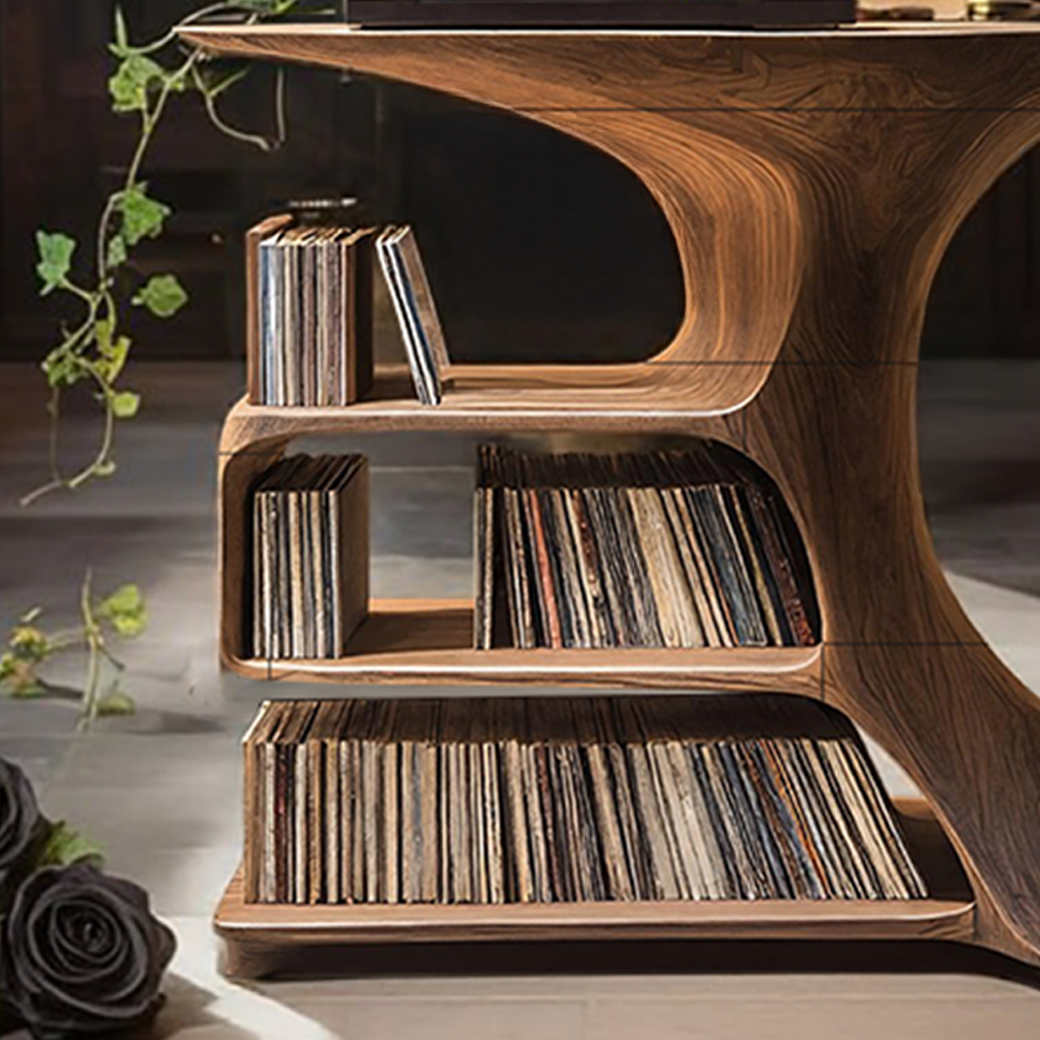 Modern Wooden Live Edge Record Stand For Bedroom Halloween Ideas SILDTTRHRS004