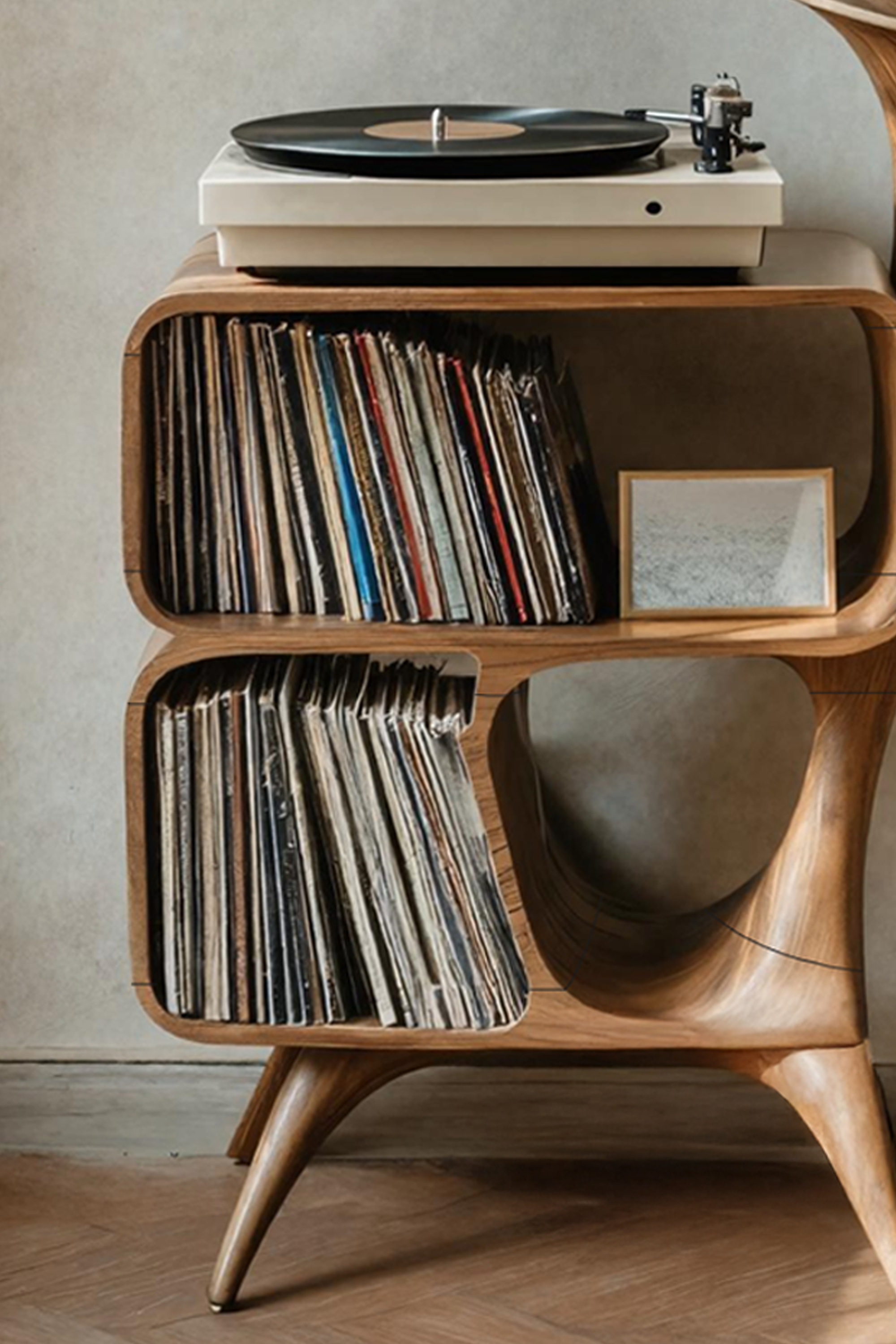 Mid Century Wooden Vinyl Storage For Livingroom Decor SILDTTRRPT001