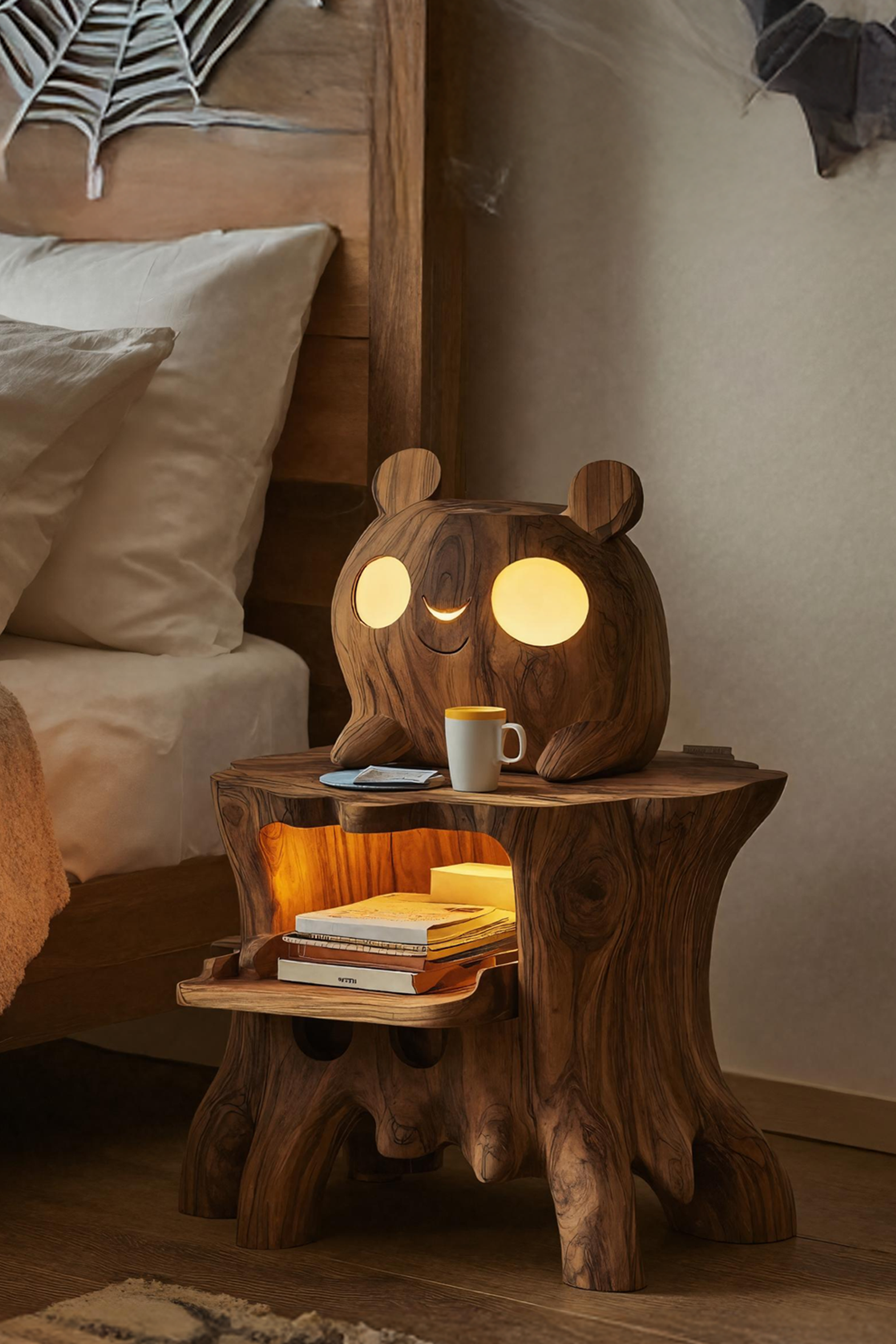 Rustic Wooden Side Table For Modern Bedroom Interior SILDTTRNS015