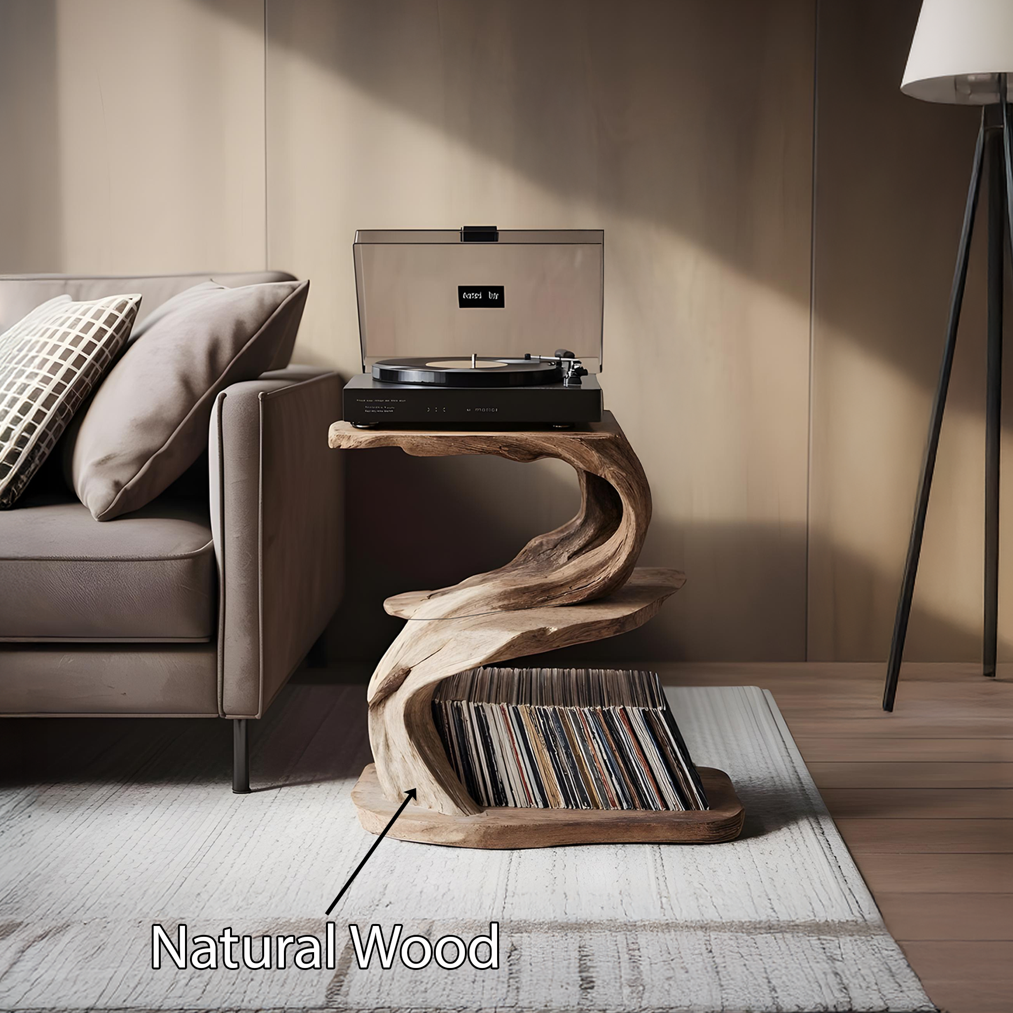 Rustic Record Stand Industrial Living Room Furniture SILDTTNRPT010