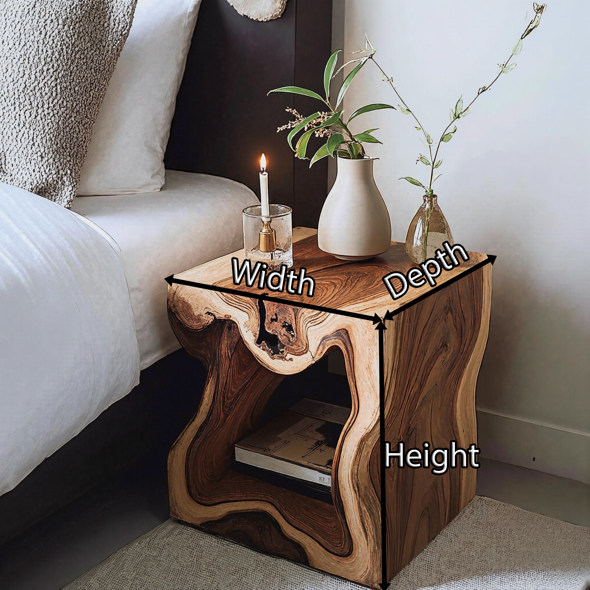 Solid Wood End Table With Storage Space SILDTEN089